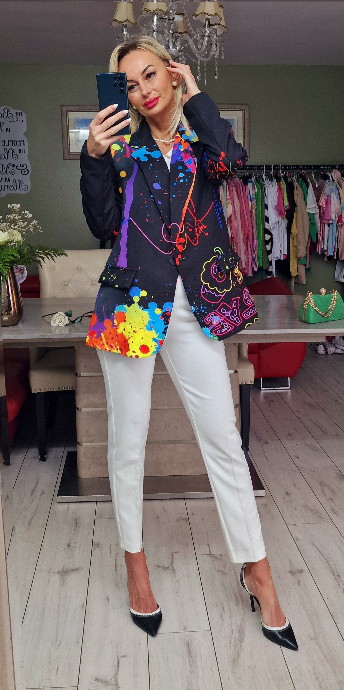 Black LOVE Blazer With Stunning Print