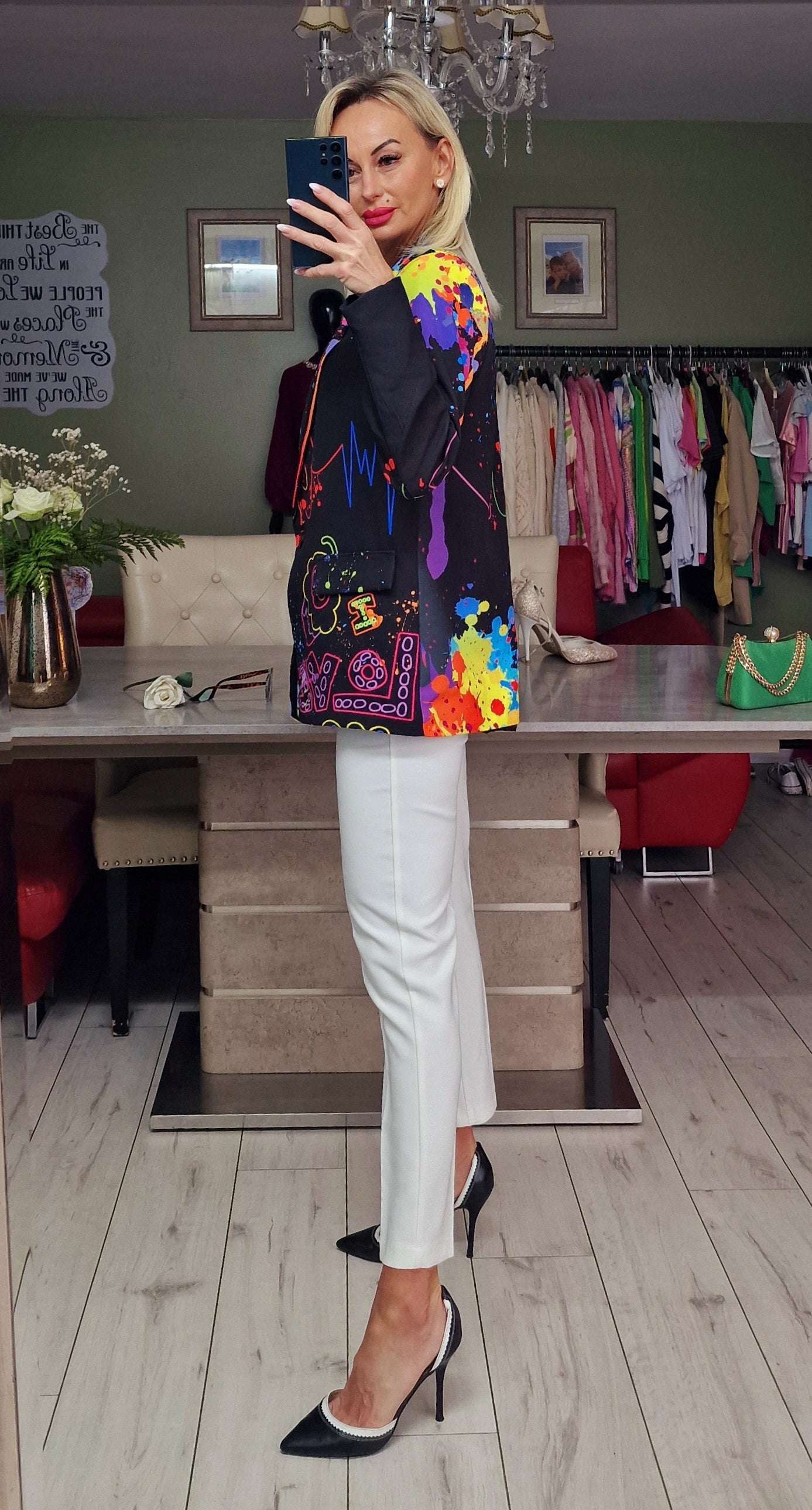 Black LOVE Blazer With Stunning Print