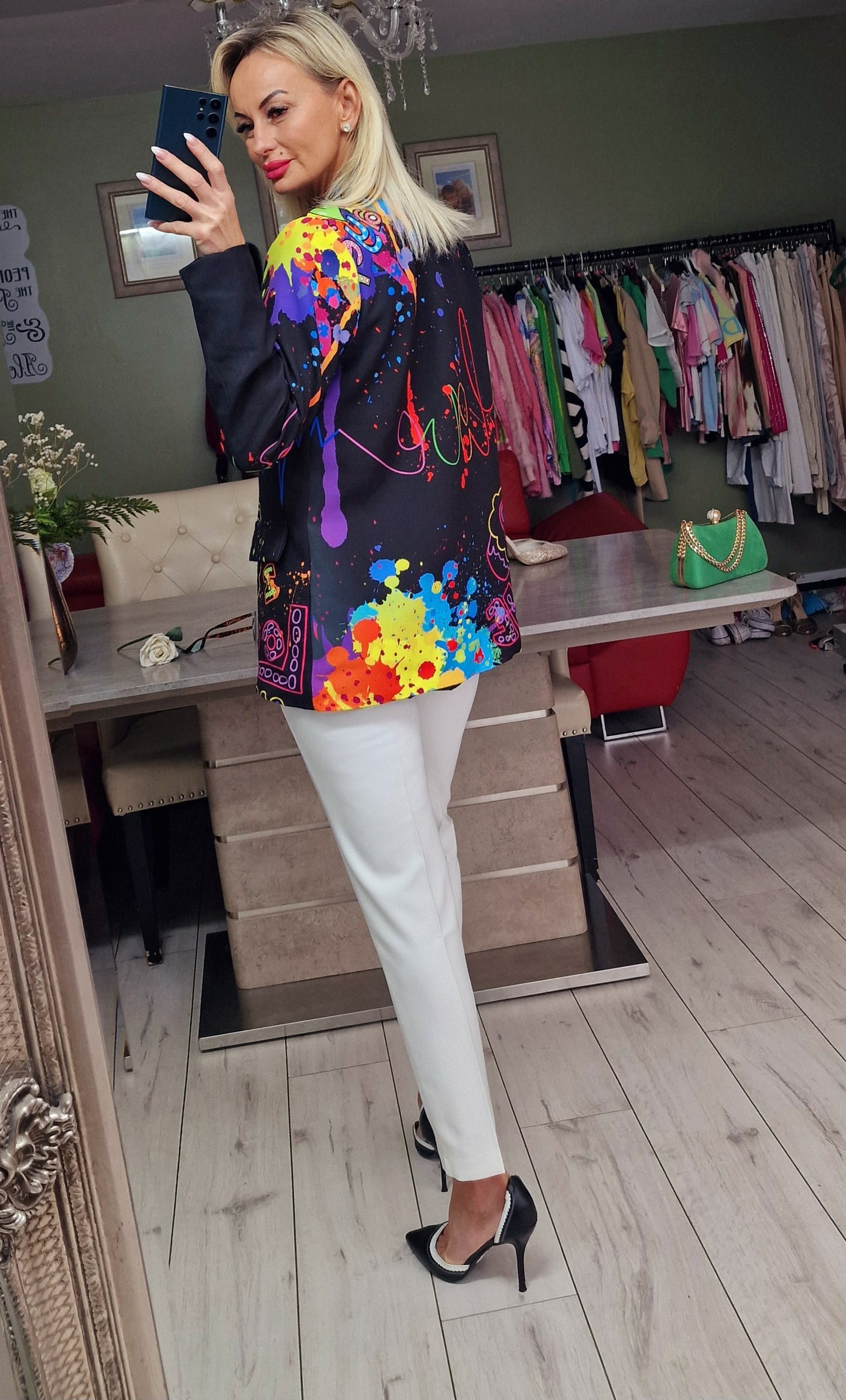 Black LOVE Blazer With Stunning Print