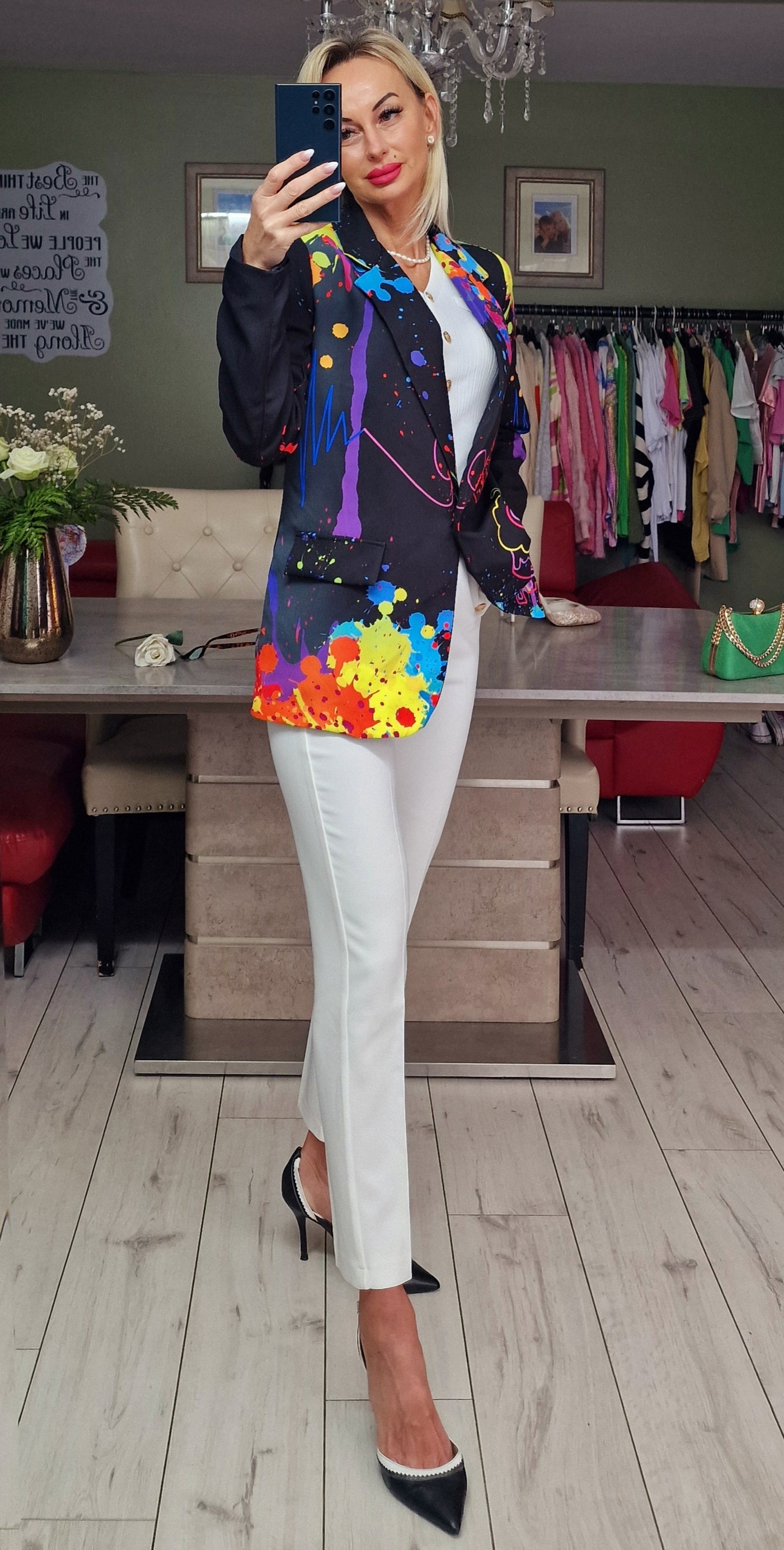 Black LOVE Blazer With Stunning Print