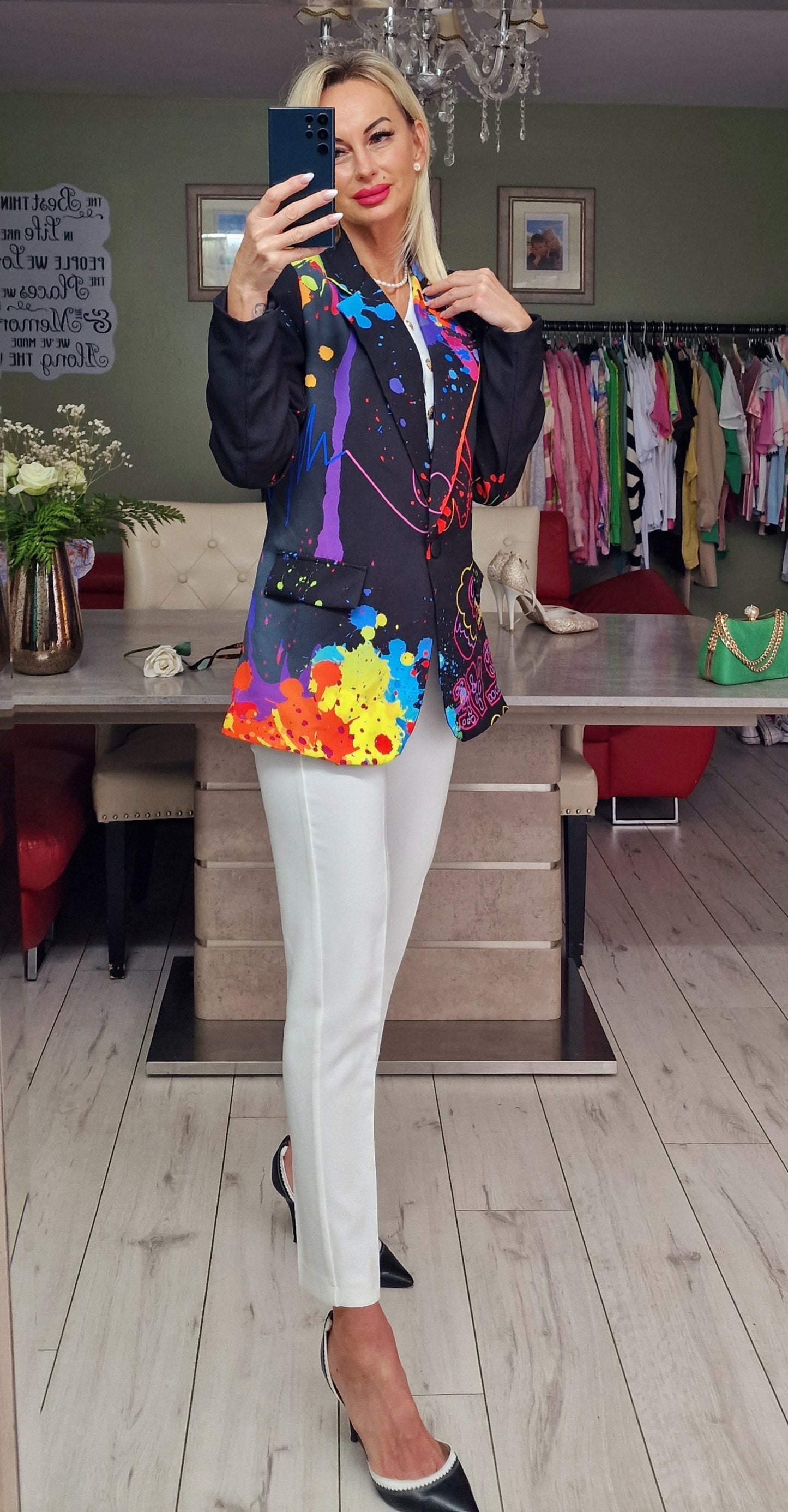 Black LOVE Blazer With Stunning Print