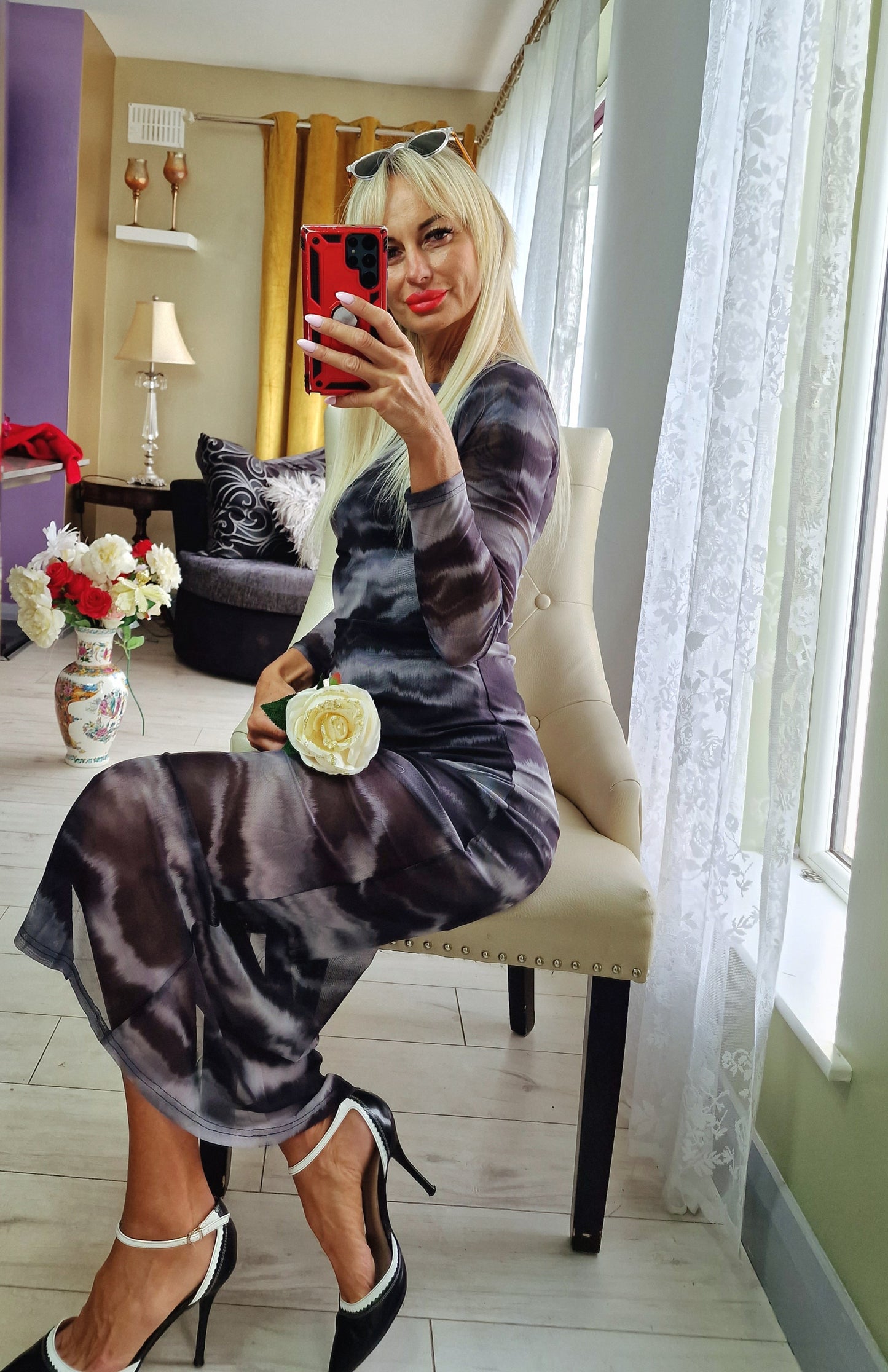 Tulle Drapped One Side Dress