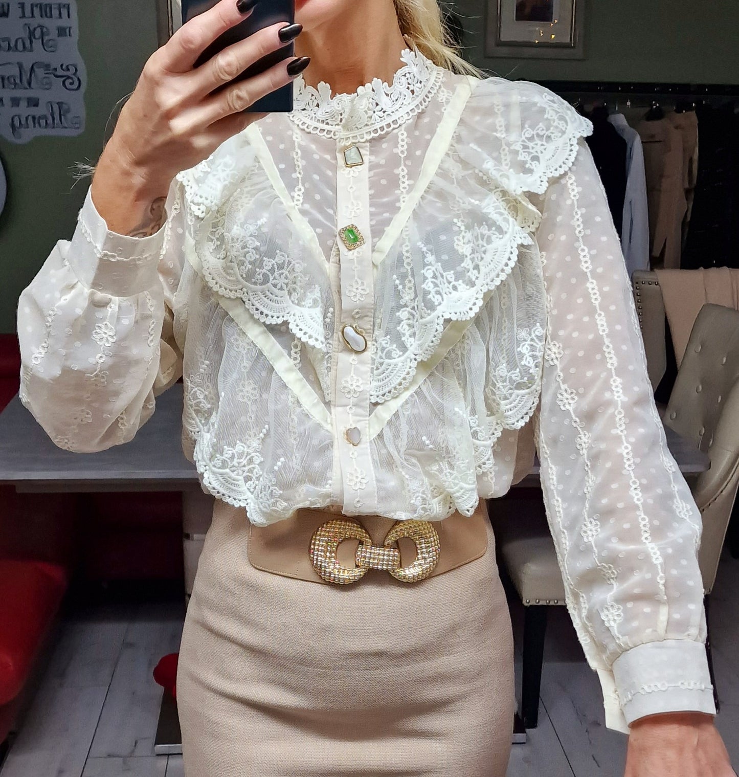 Ecru French Shirt With High Quality Details