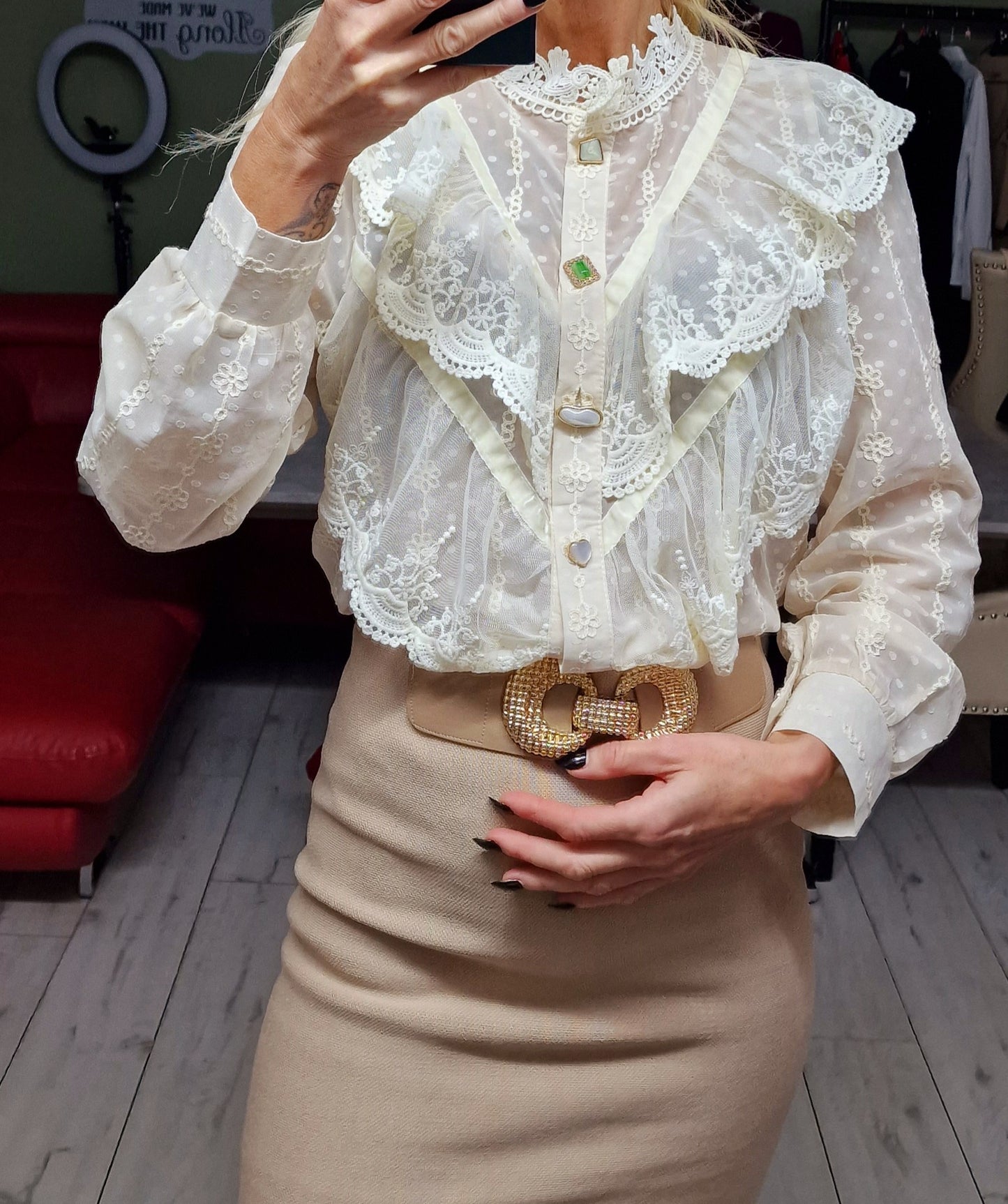 Ecru French Shirt With High Quality Details