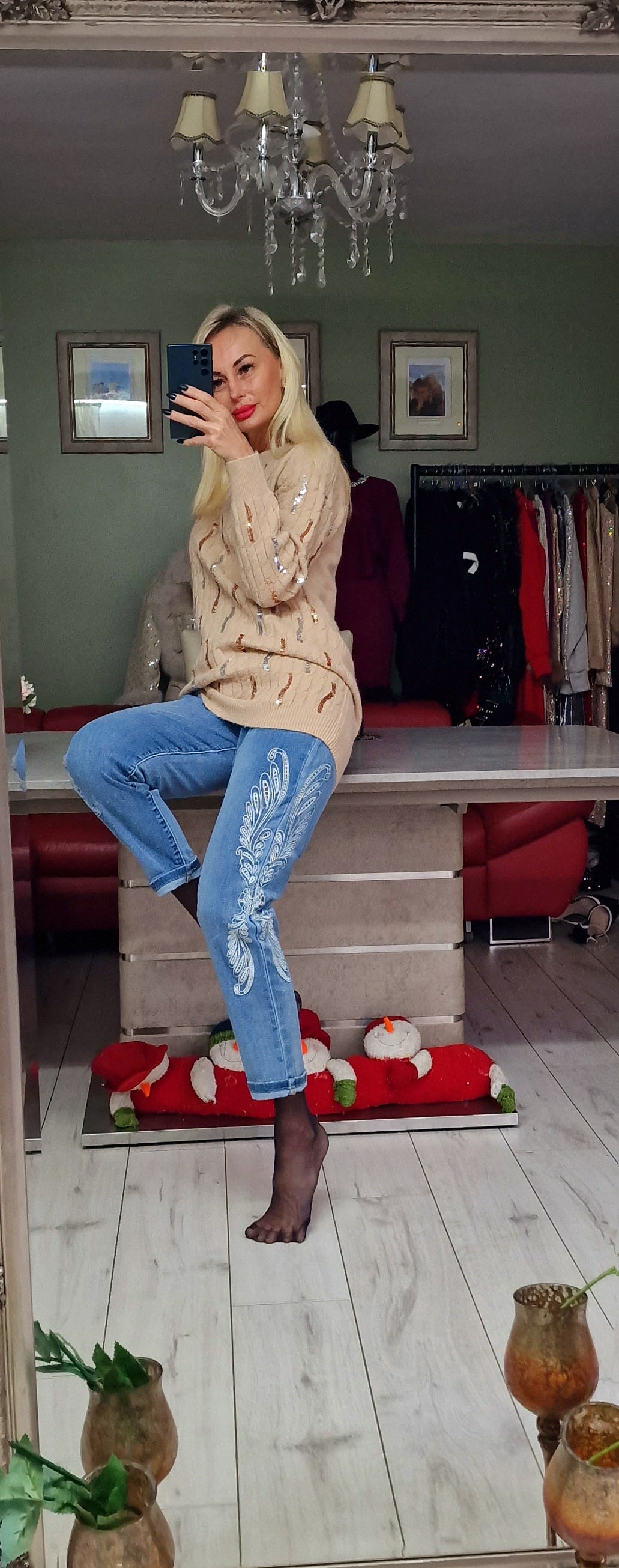Ling Christmas Jumper With Sequin