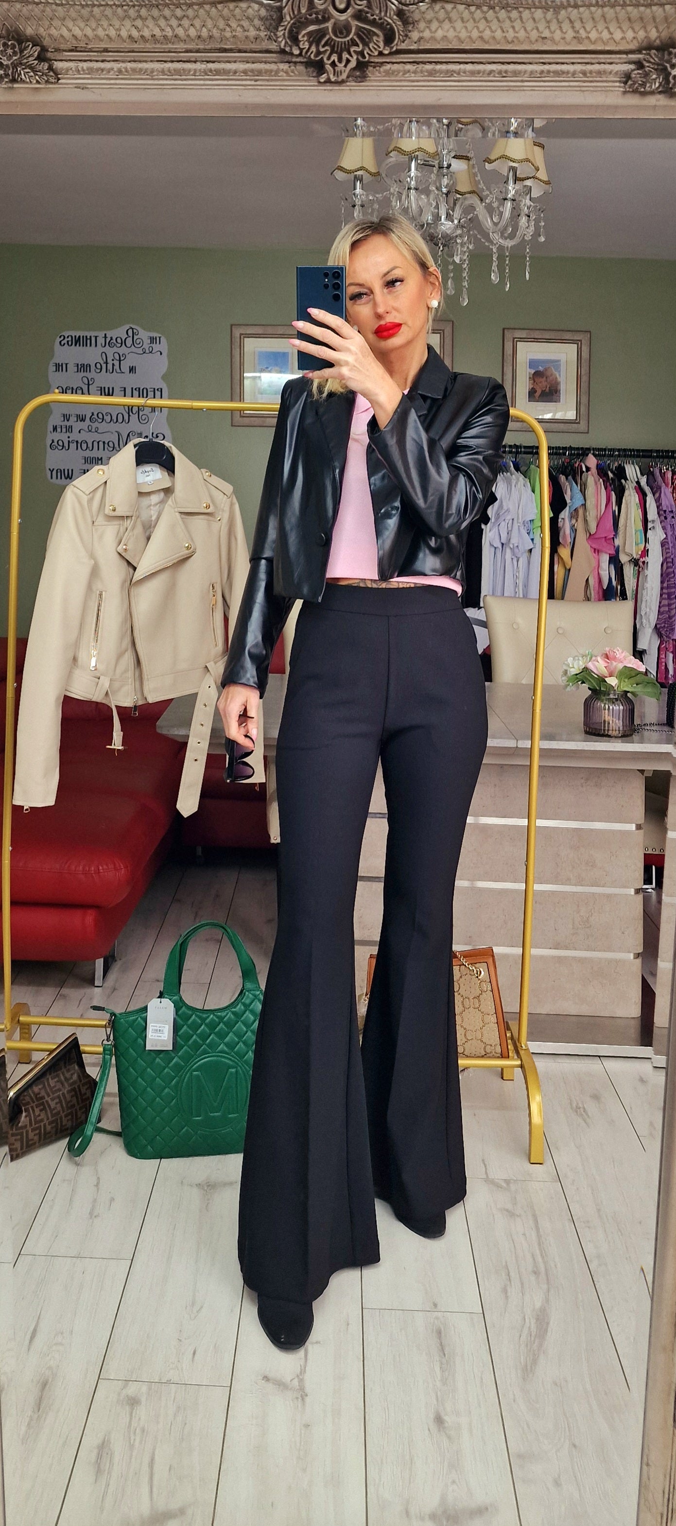 Short Black Eco Leather Jacket