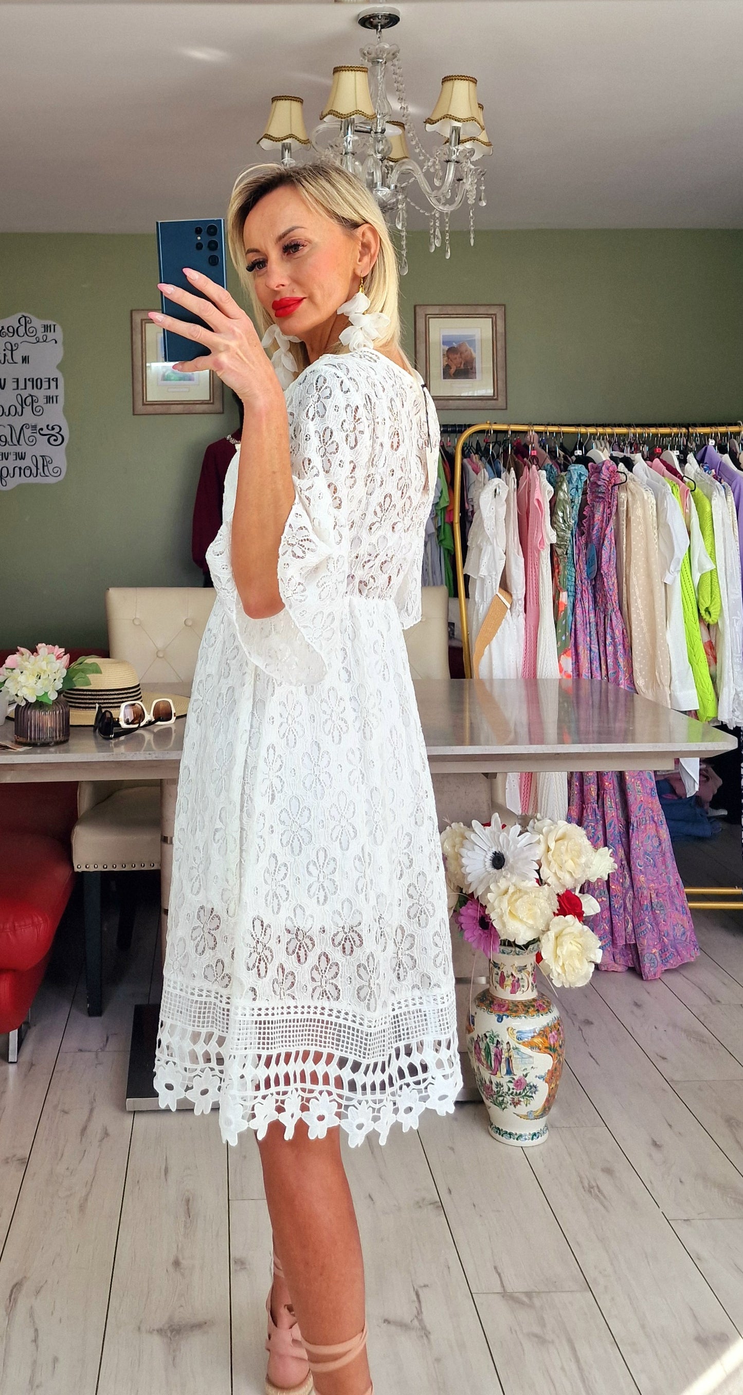 White Lace Boho Dress