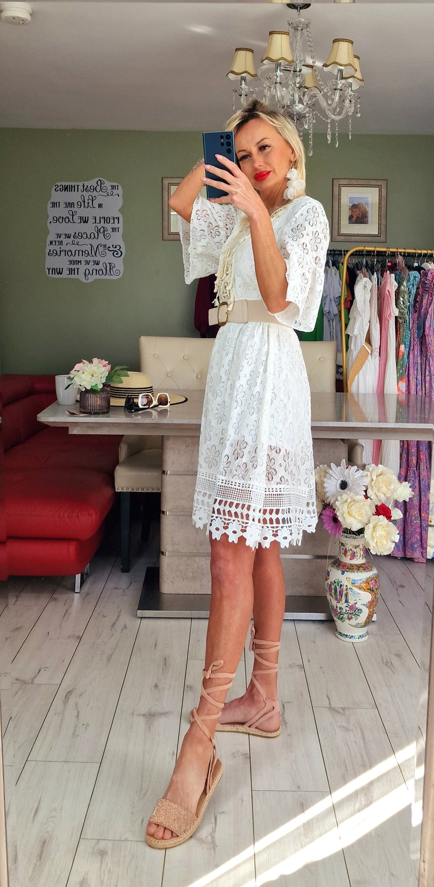 White Lace Boho Dress