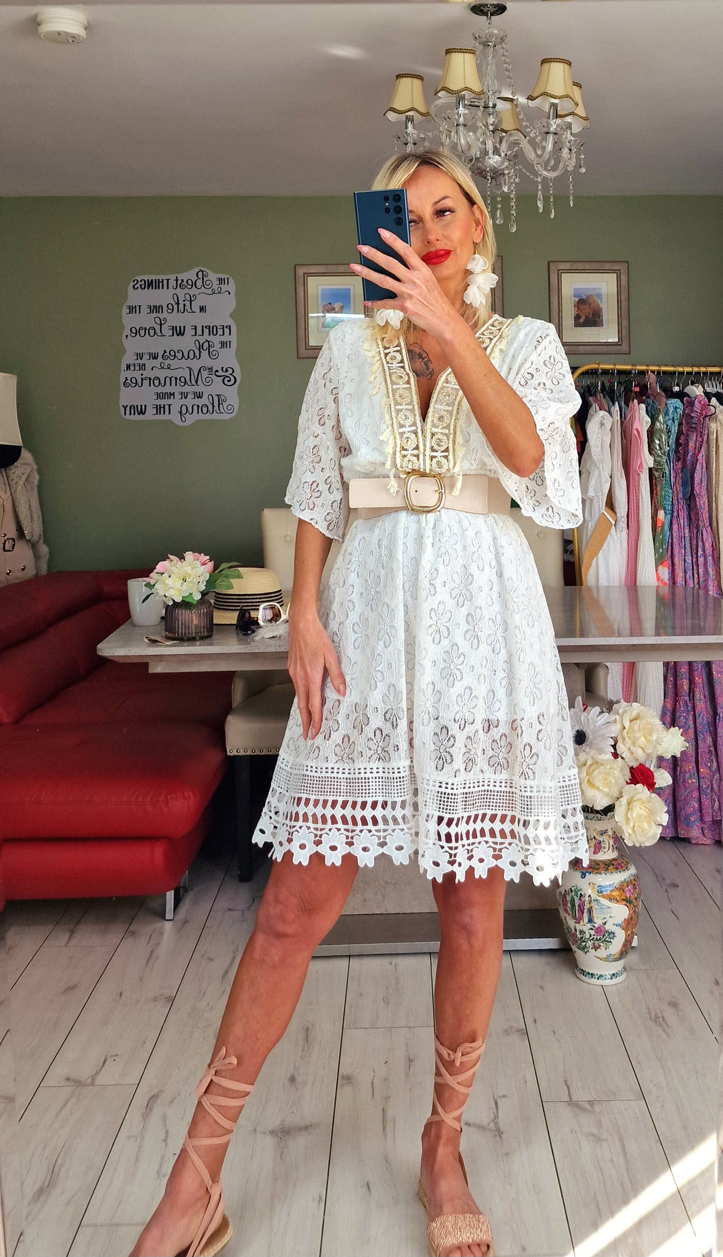 White Lace Boho Dress