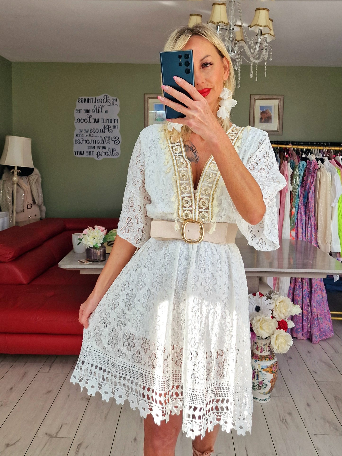 White Lace Boho Dress