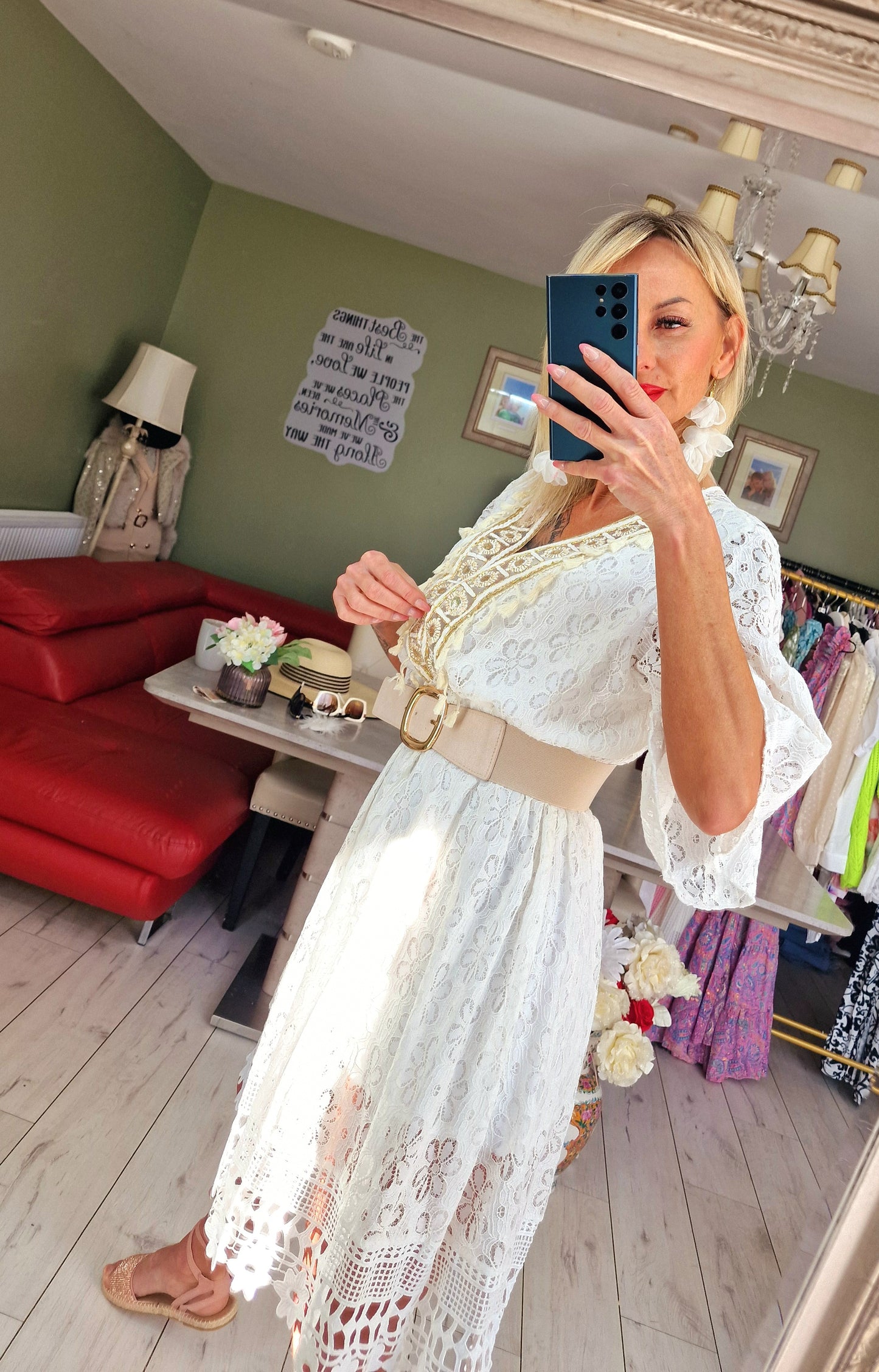 White Lace Boho Dress
