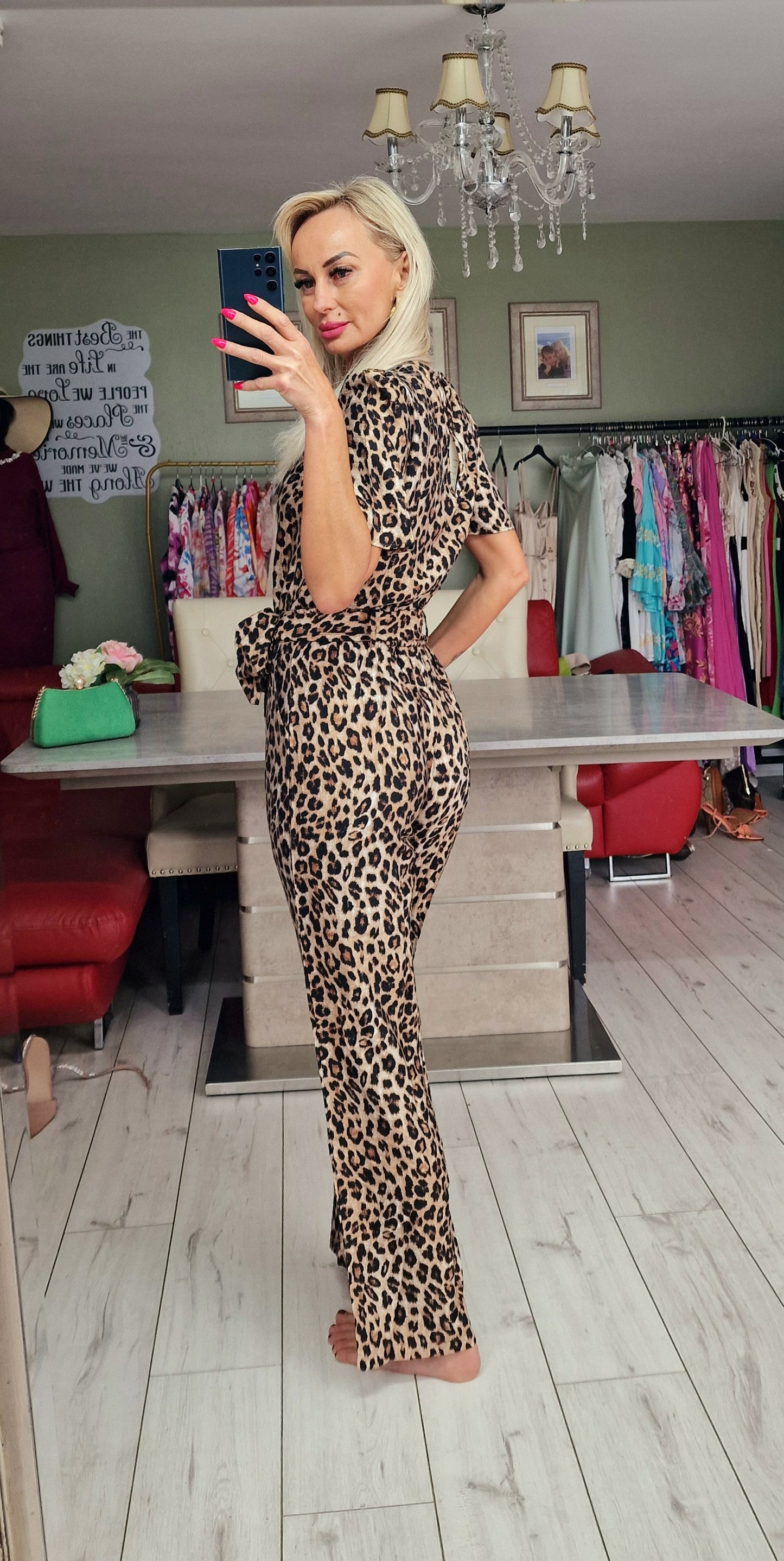 Leopard Print Belted Jumpsuit