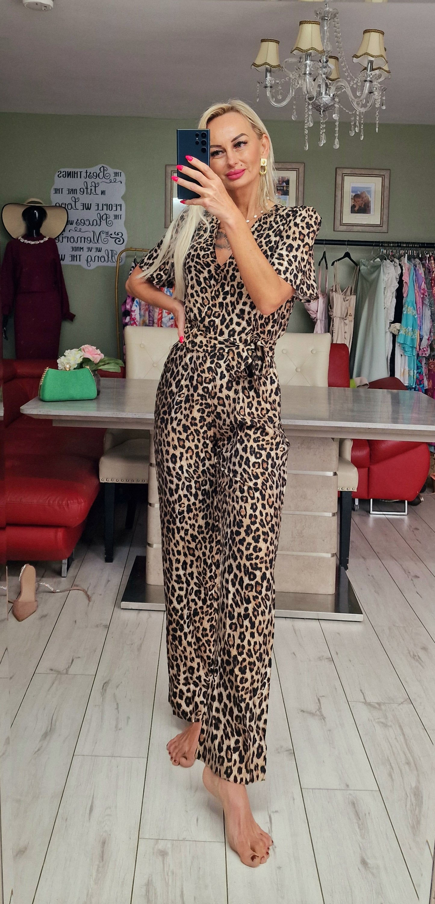 Leopard Print Belted Jumpsuit