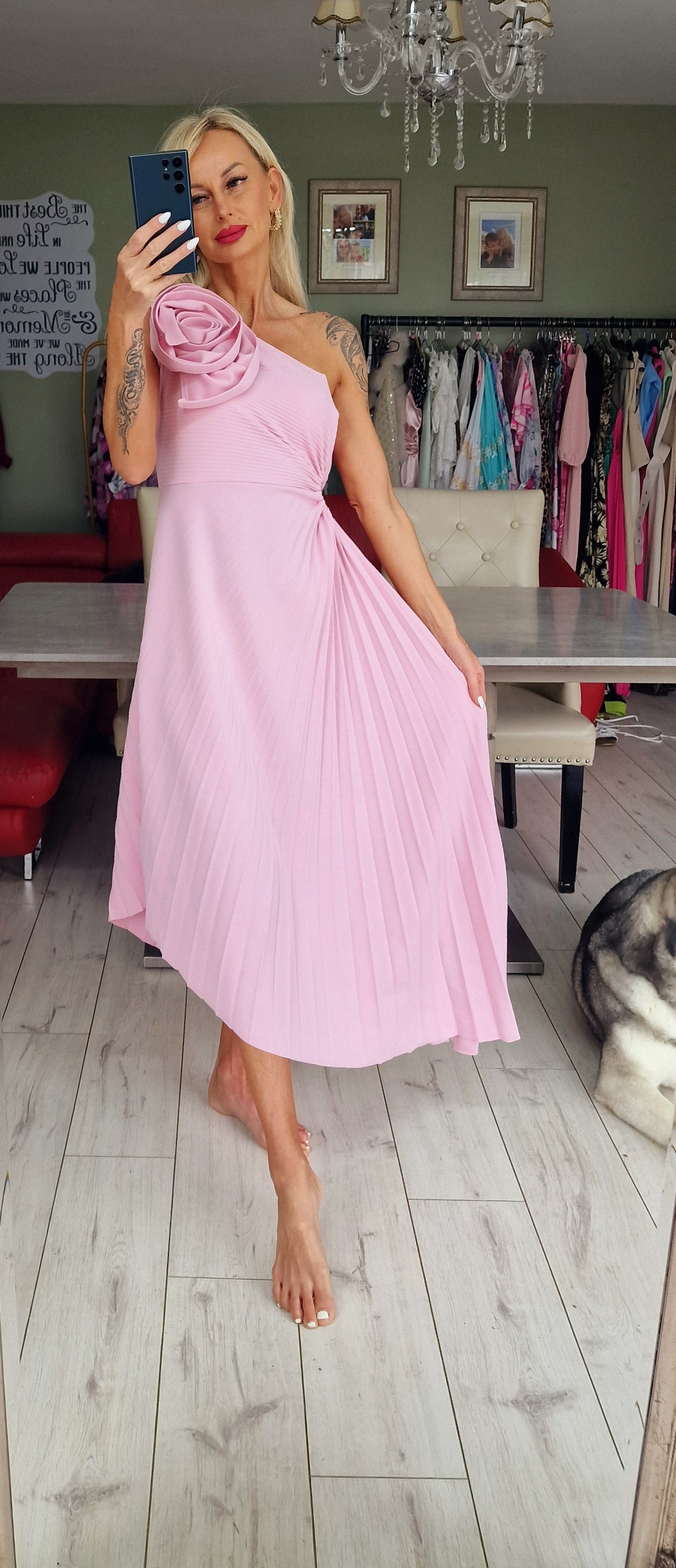 Occasion Stunning Dresses with Flower on Shoulder