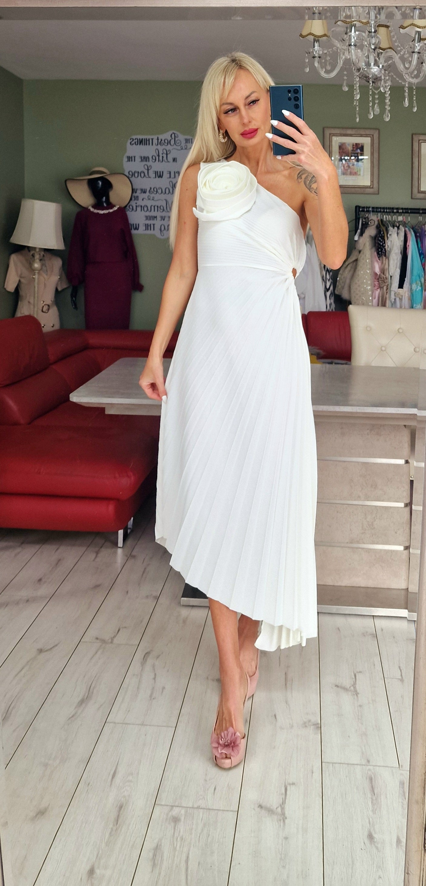 Occasion Stunning Dresses with Flower on Shoulder