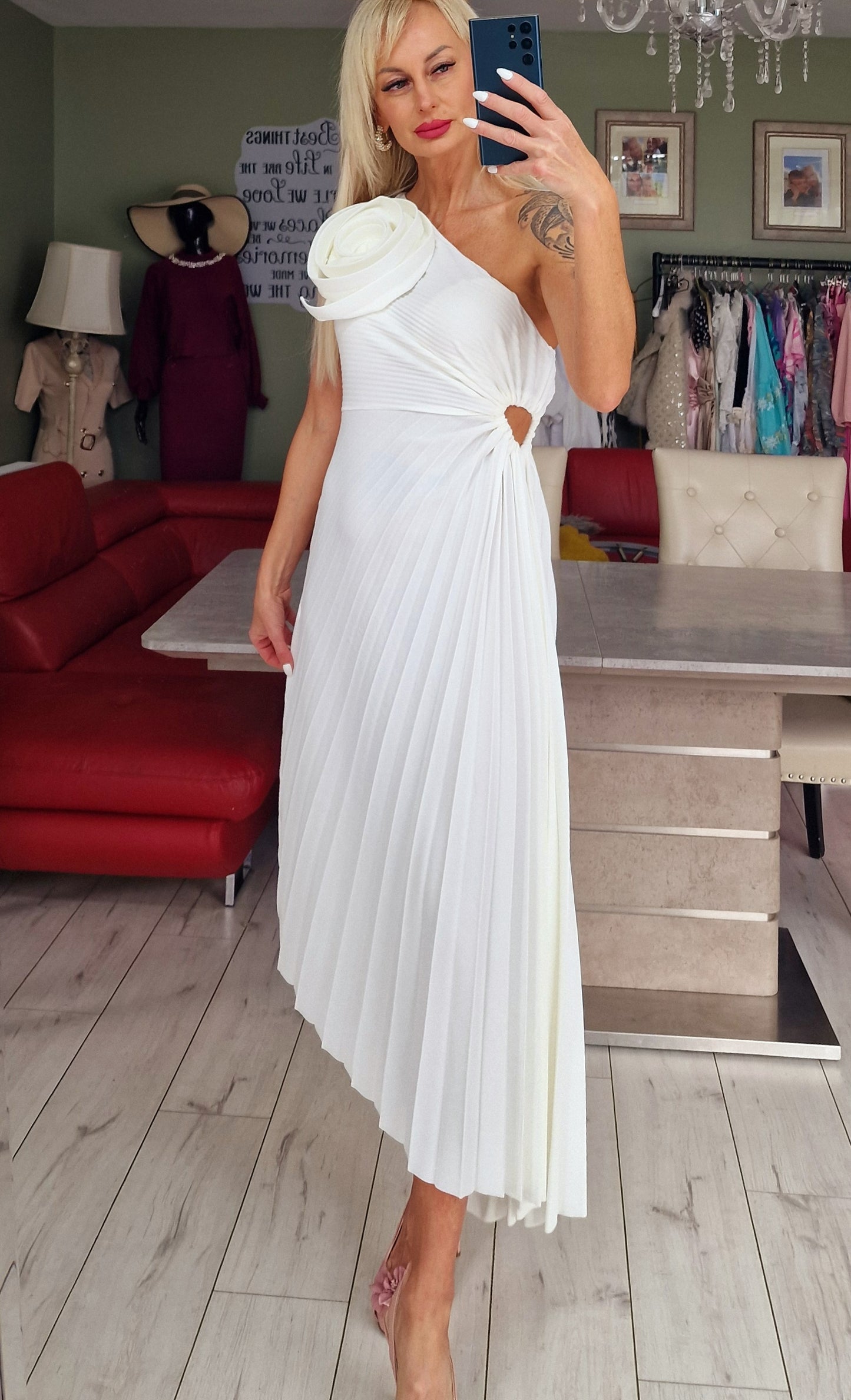 Occasion Stunning Dresses with Flower on Shoulder