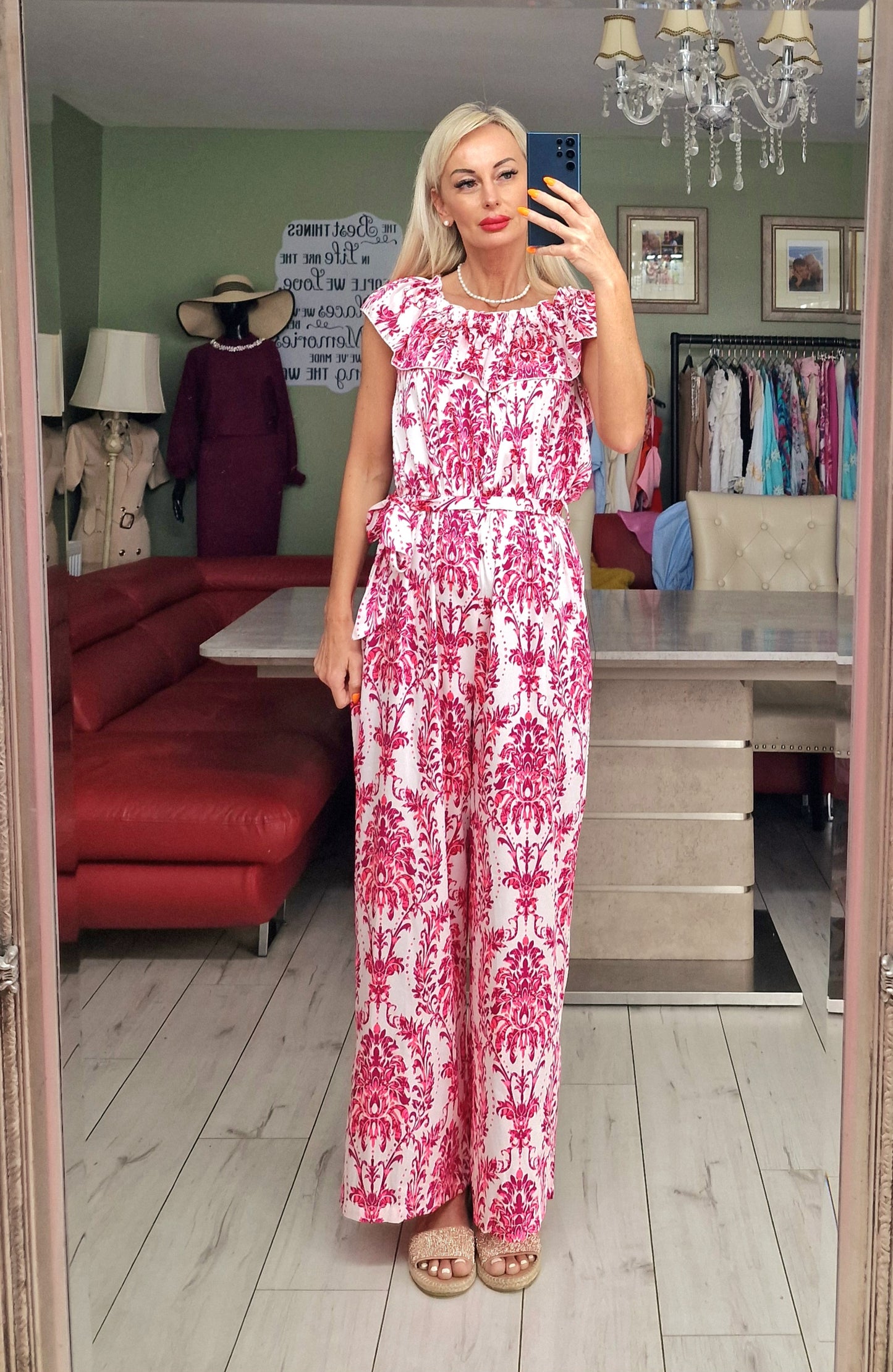 "Flower" Off Shoulder Jumpsuit