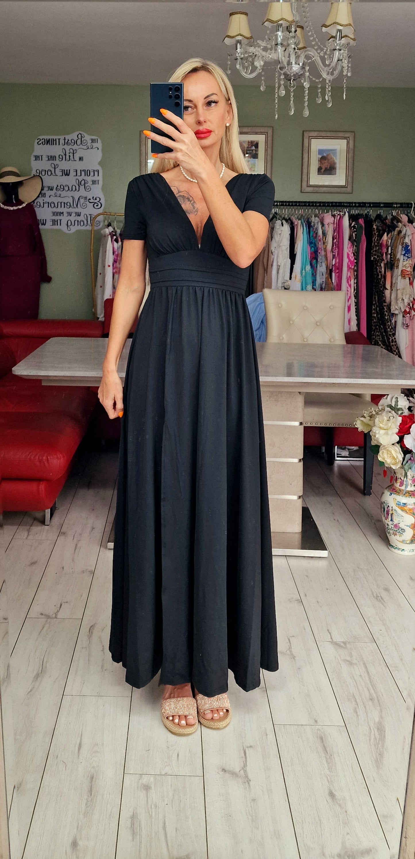 "Black" Long Dress With Split