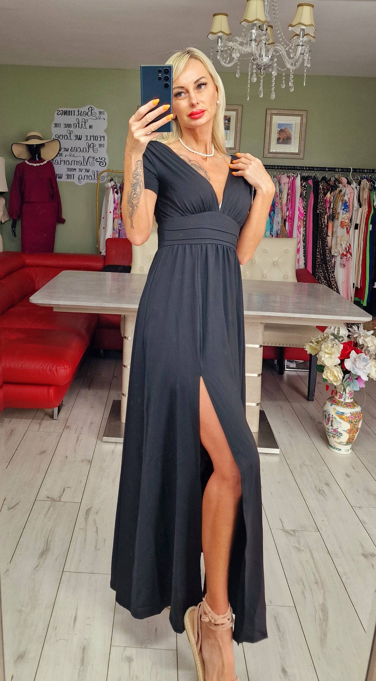 "Black" Long Dress With Split