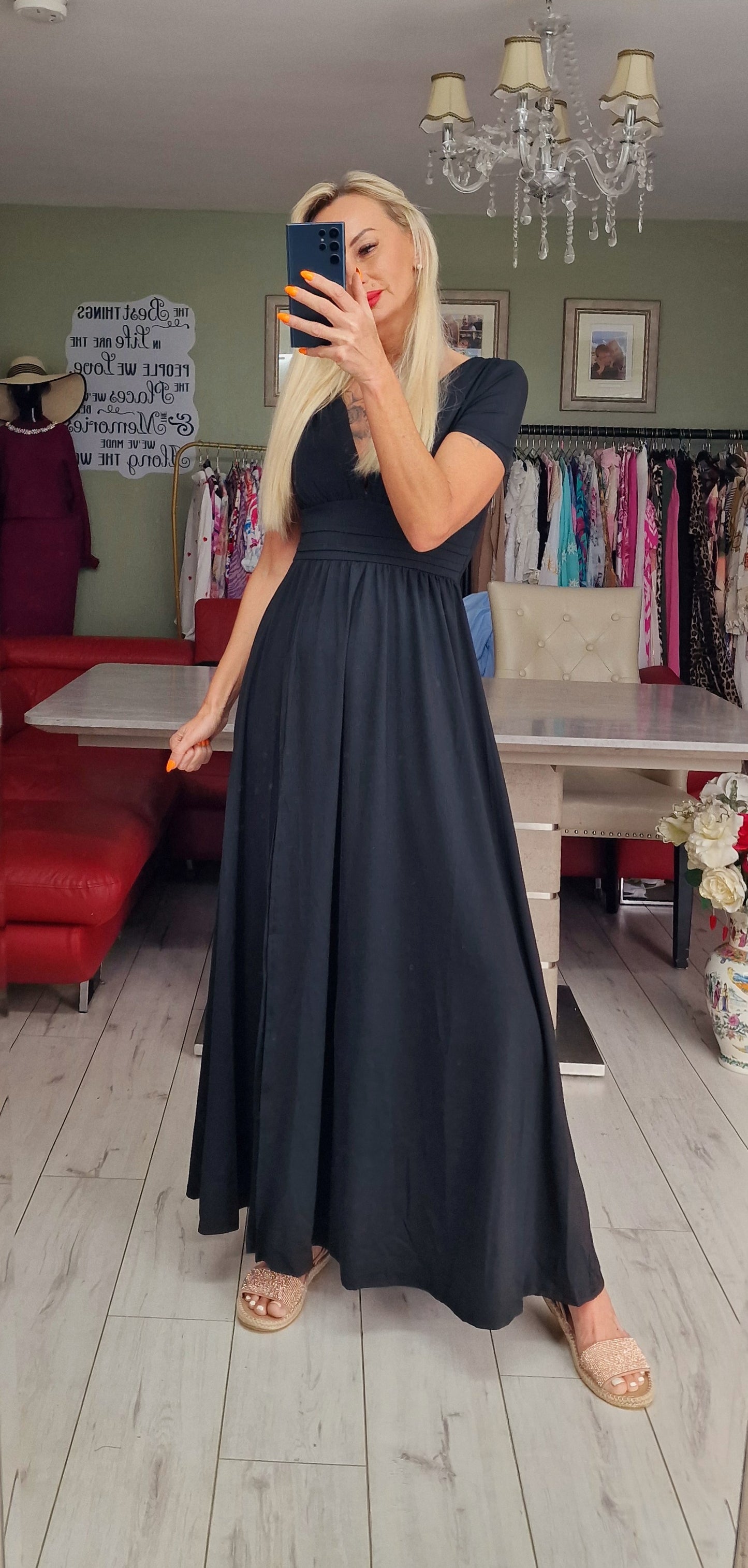 "Black" Long Dress With Split
