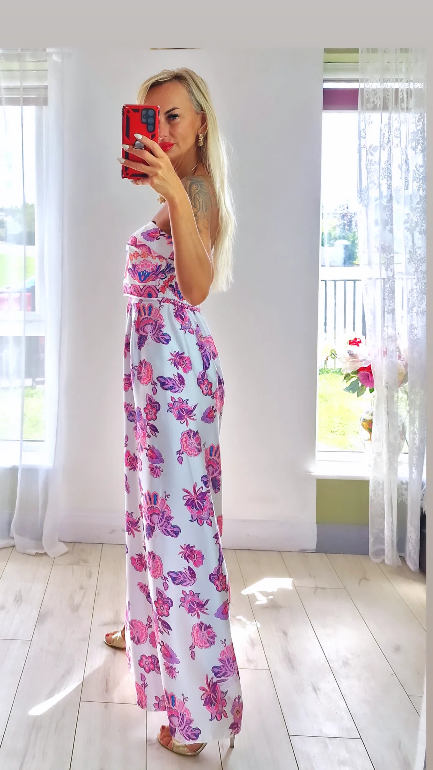 Satin Oriental Jumpsuit Stunning Print