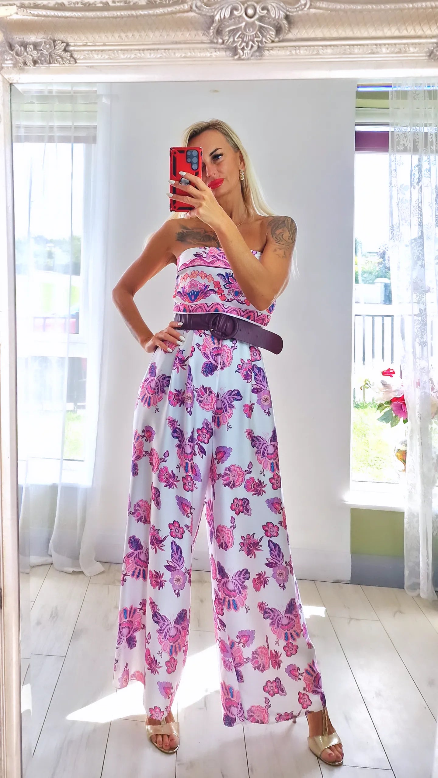 Satin Oriental Jumpsuit Stunning Print