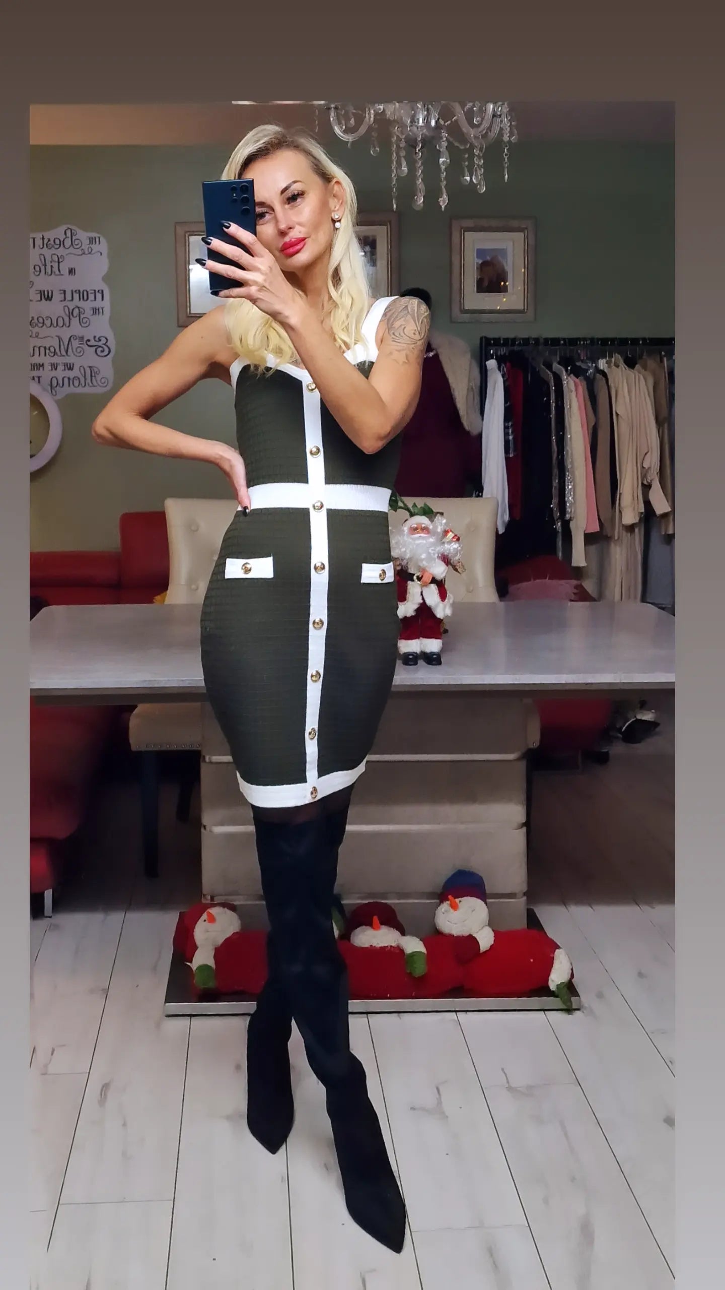 Olive Colour Set- Dress And Jacket