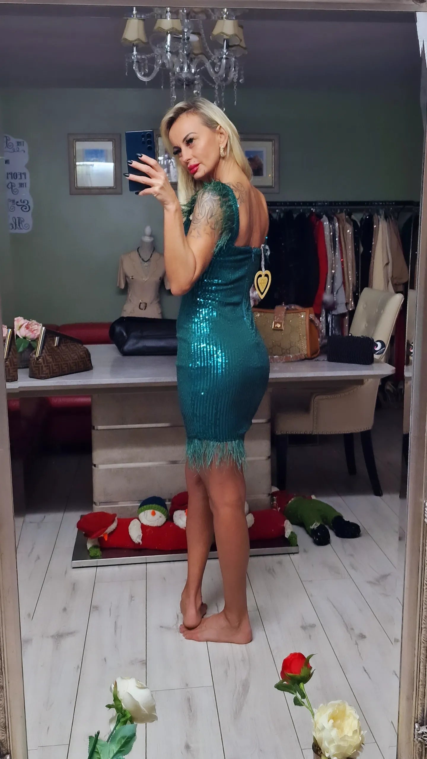 Green Sequin Mini Dress