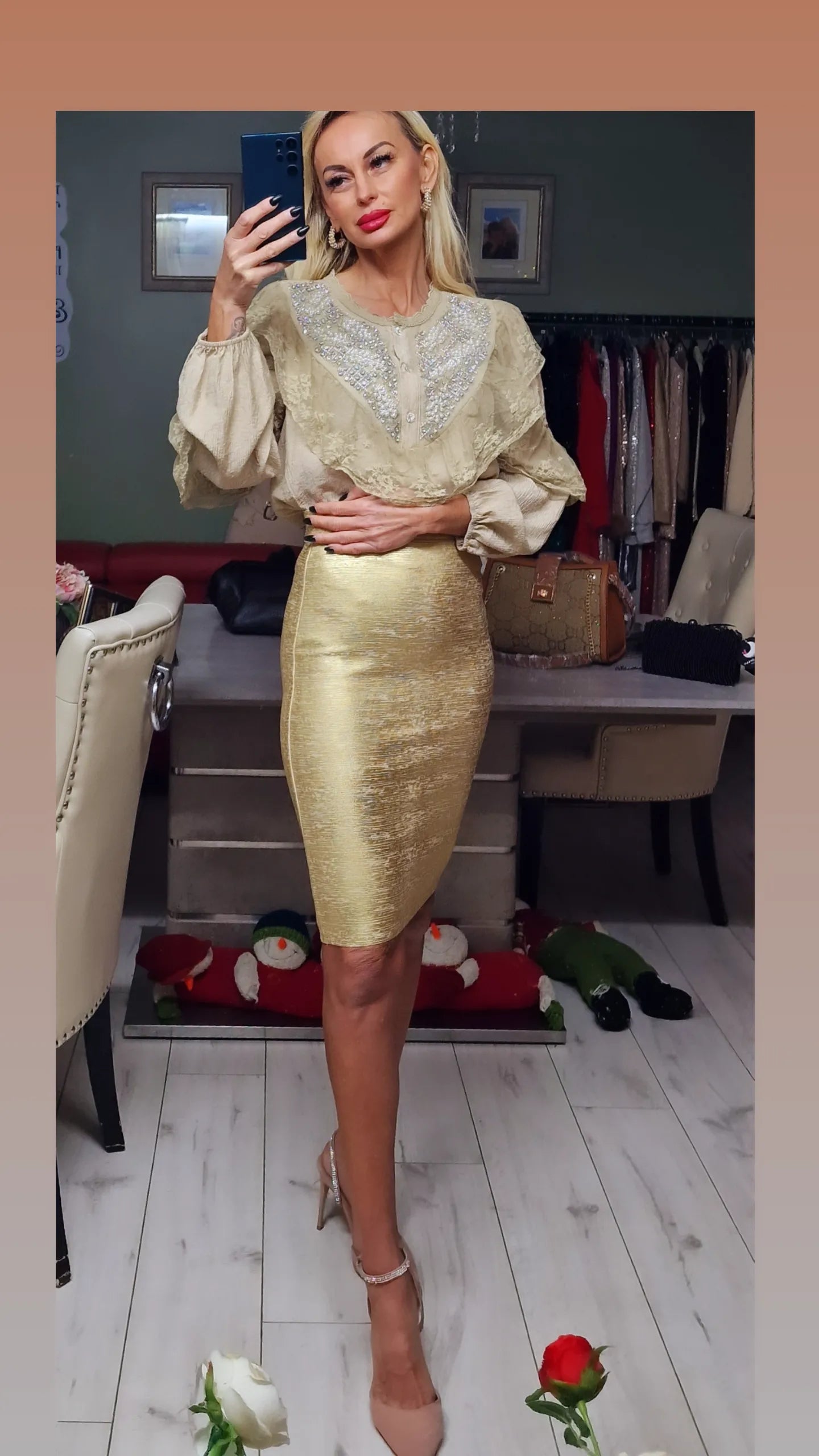Gold With Pearls And Diamonds France Shirt