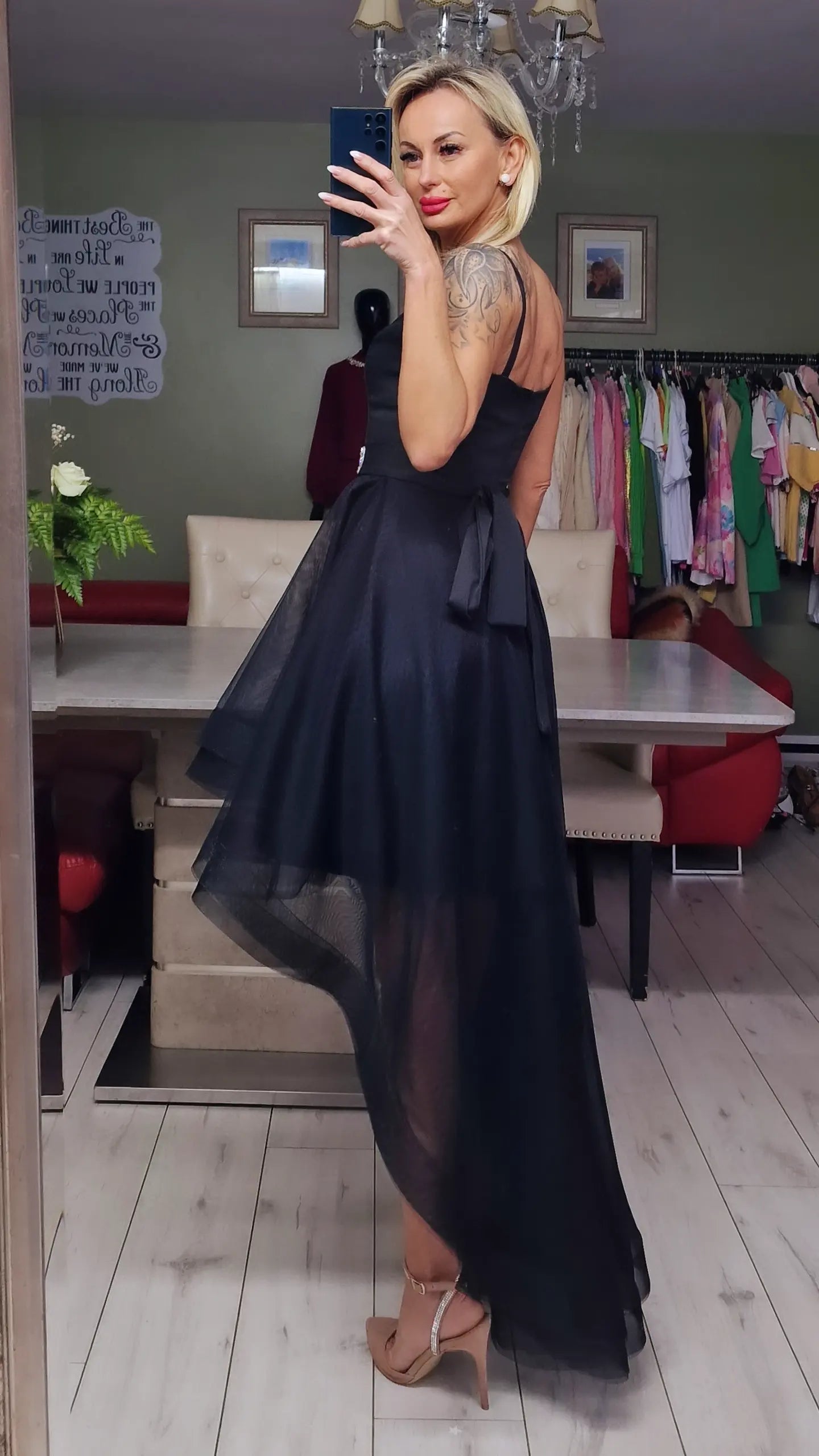 Black Occasion Dress With Stones Belt