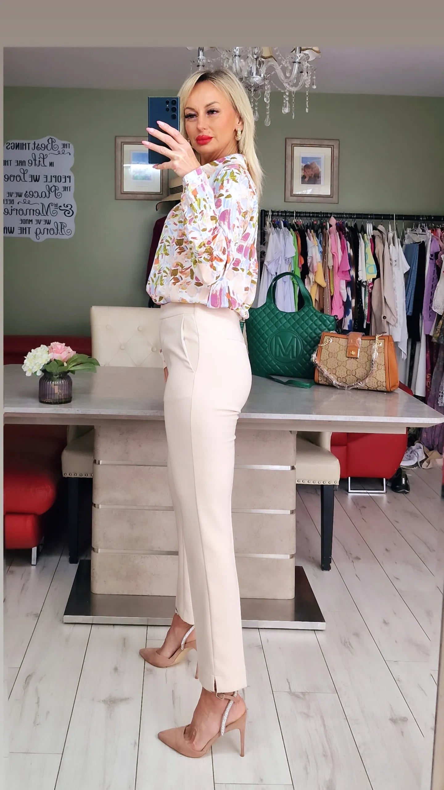 Beige Elegant Trousers