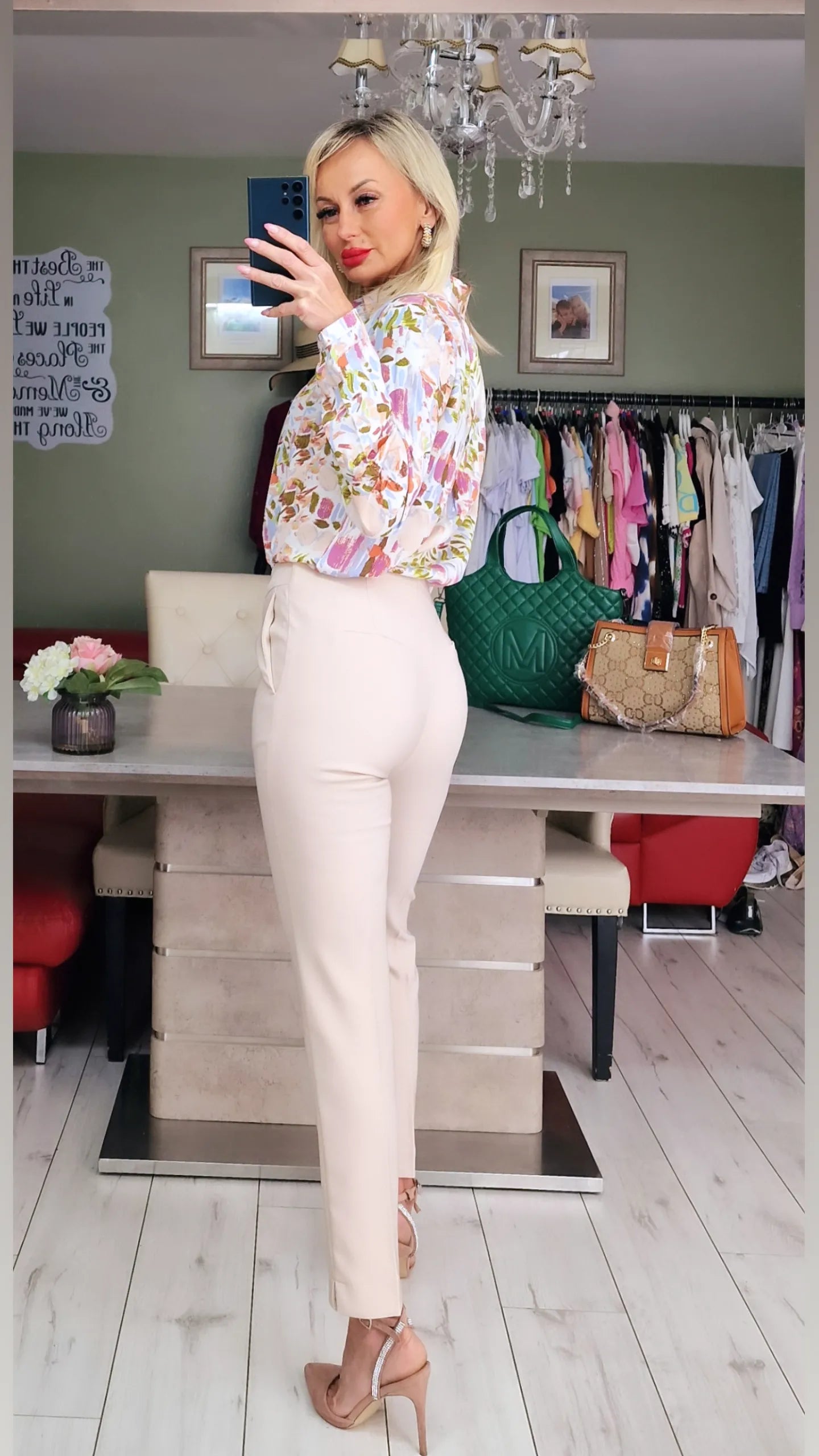 Beige Elegant Trousers