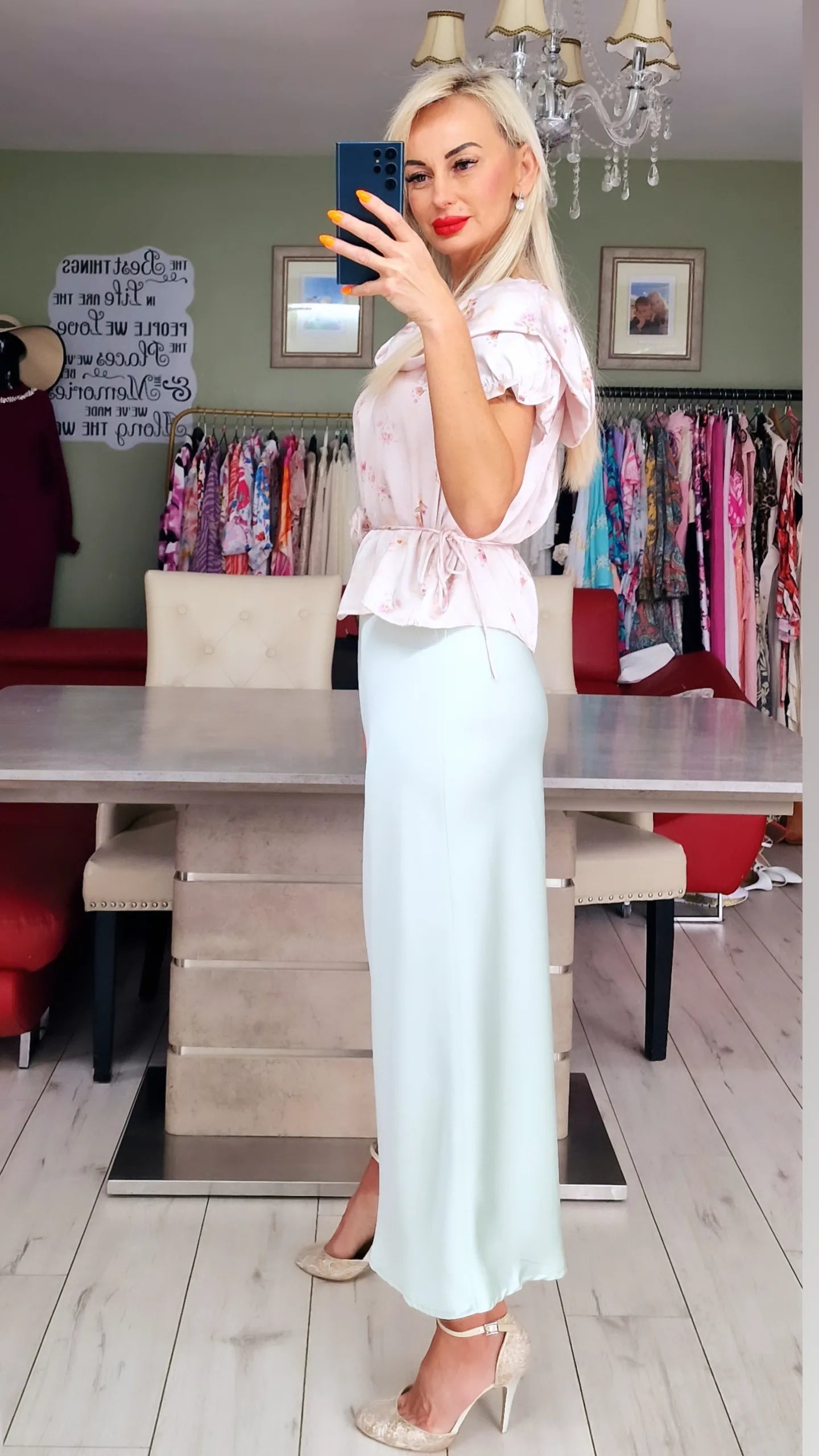 Satin Beautiful Top With Rose As A Details