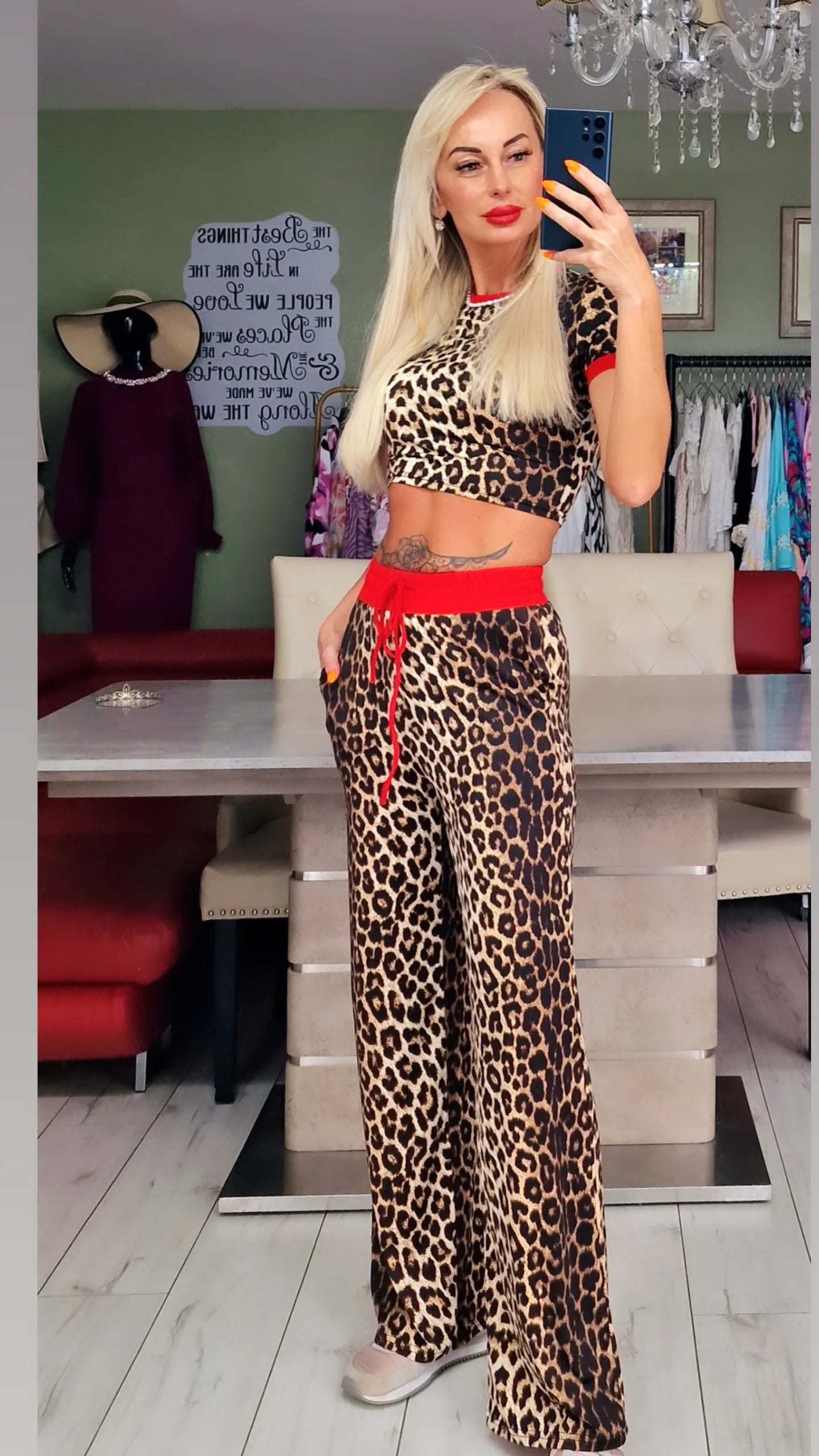 Stretchy Leopard Set - Trousers plus Top