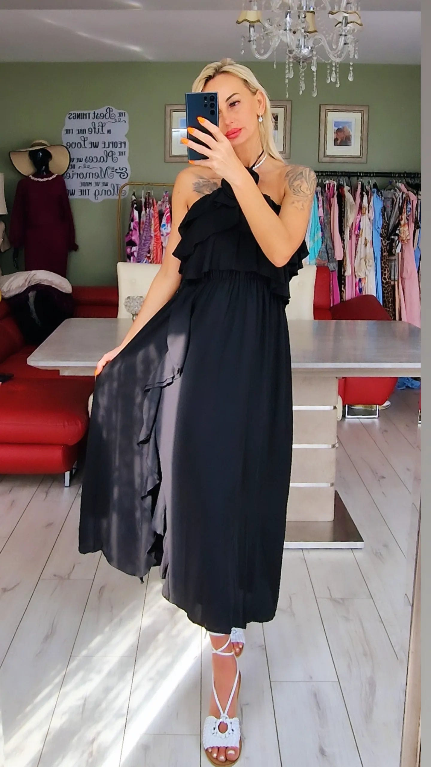 Black Occasion Rose Dress