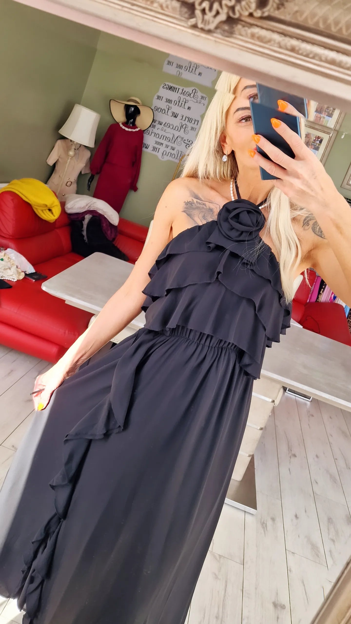 Black Occasion Rose Dress