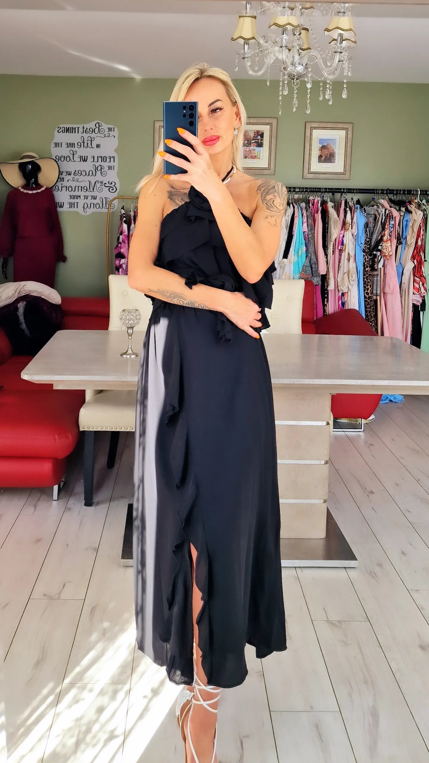 Black Occasion Rose Dress