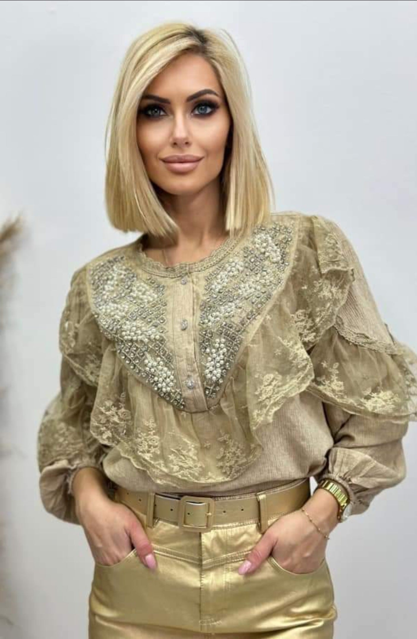 Gold With Pearls And Diamonds France Shirt