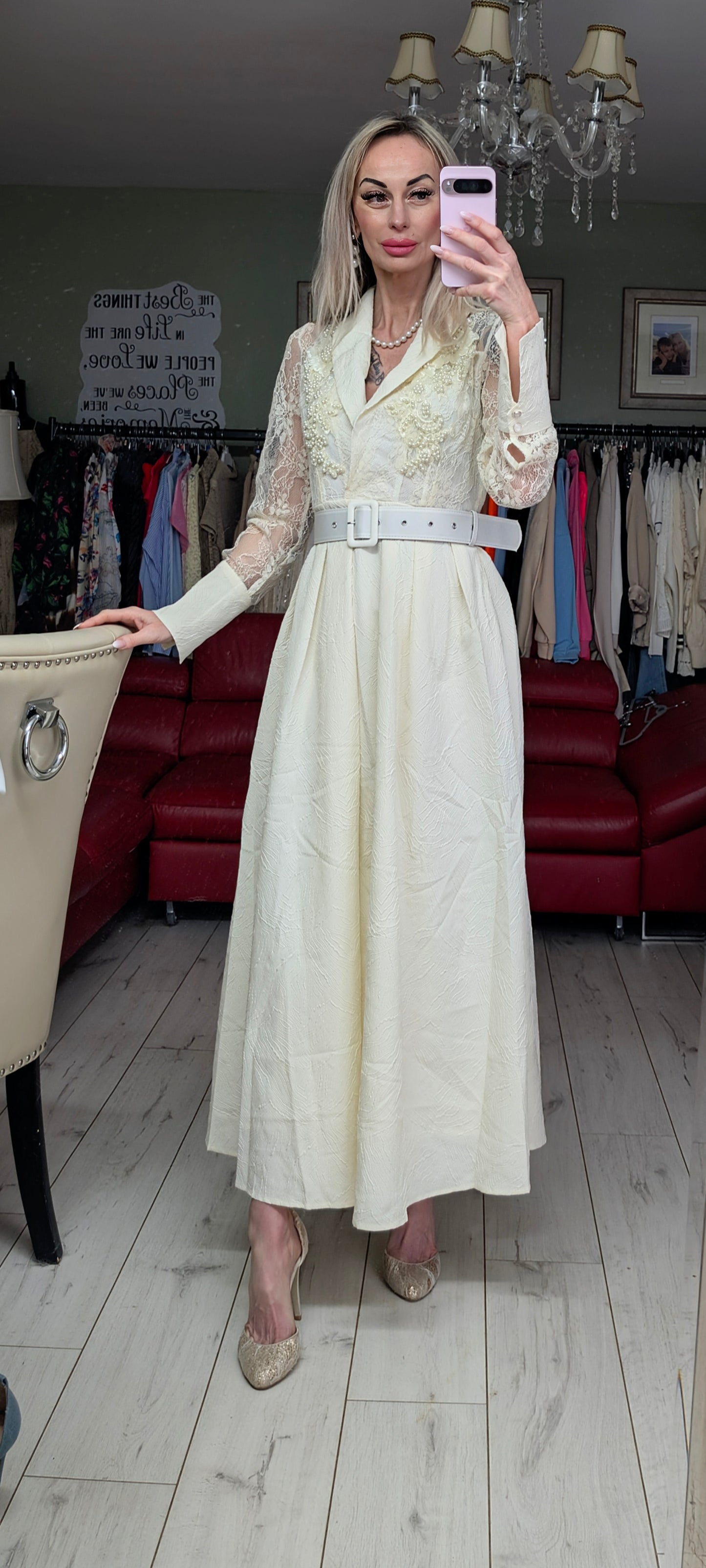 Cream Elegant Maxi Dress