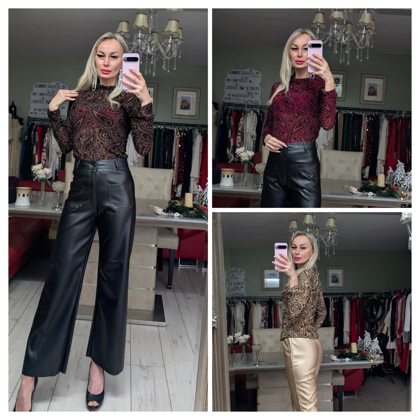 Tops In 3 Colours With Velvet Print