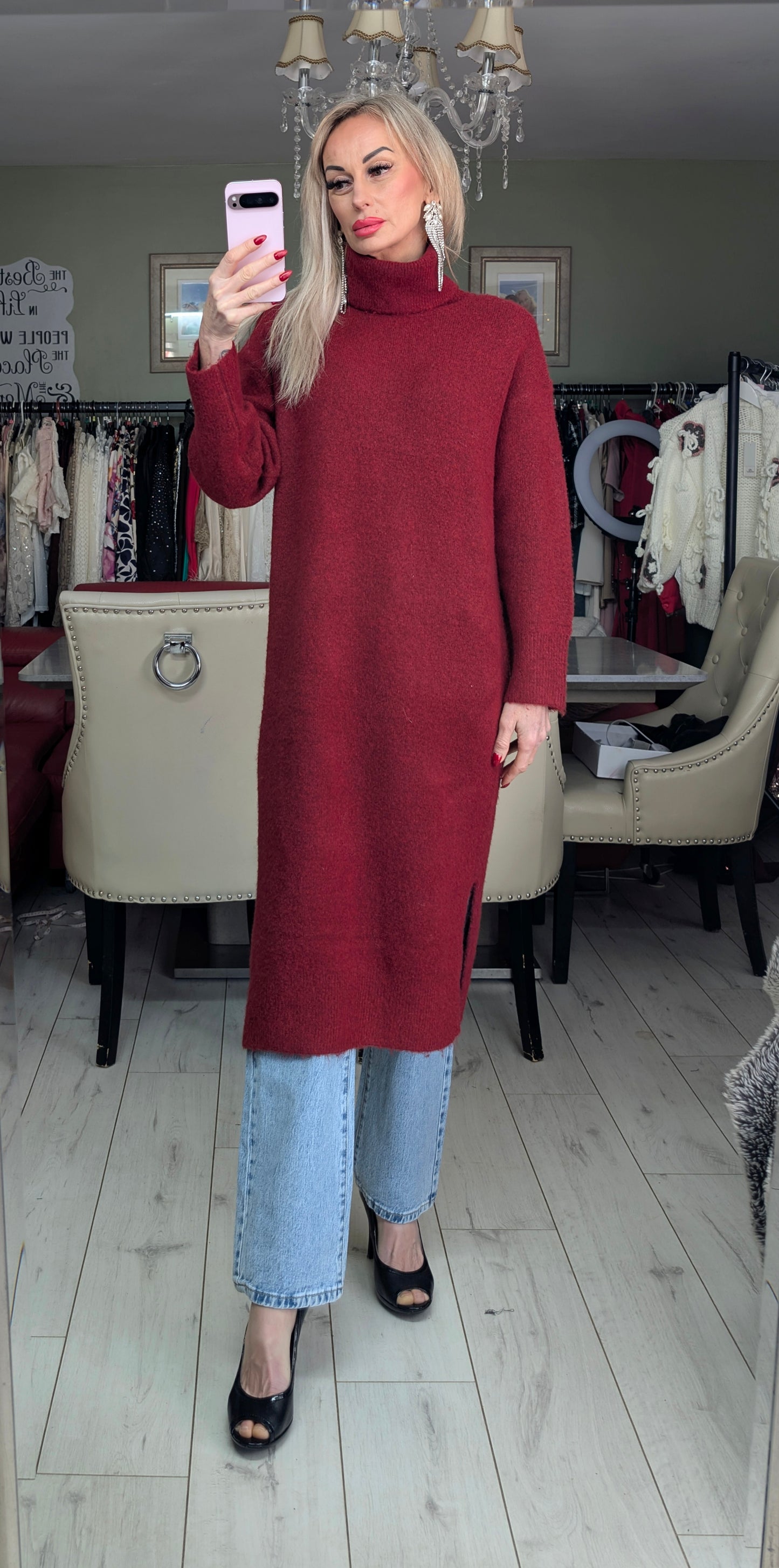Knitted Soft And Warm Dress - Sweater