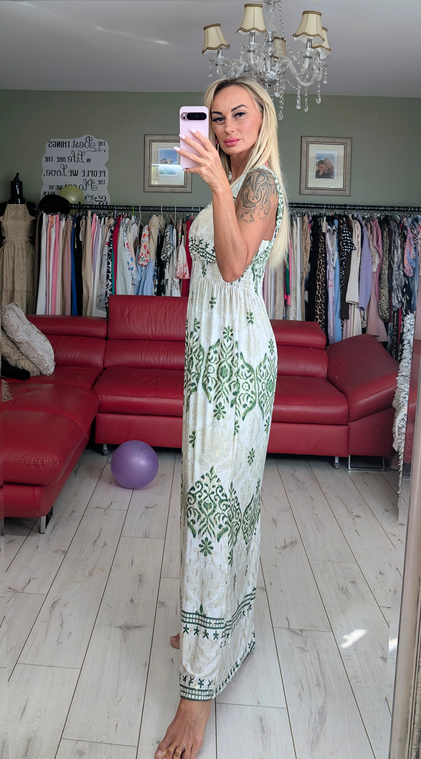 Maxi Green Printed Dress