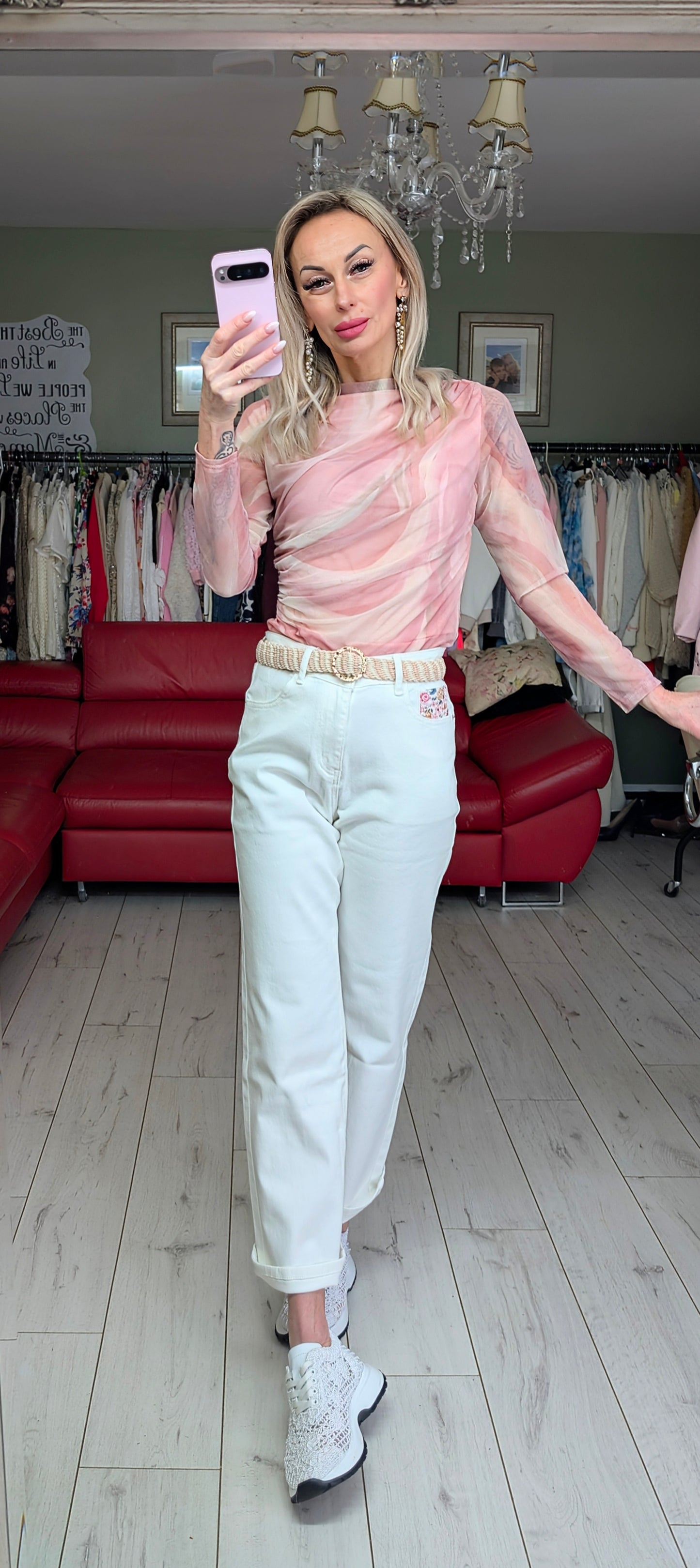 White Trousers With Belt