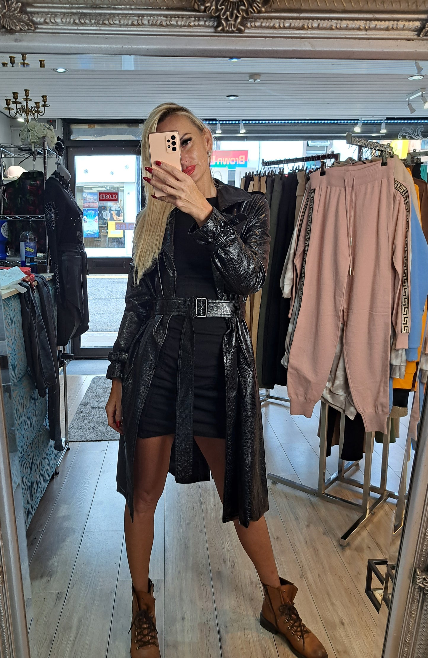 Belted Eco Leather Midi Jacket