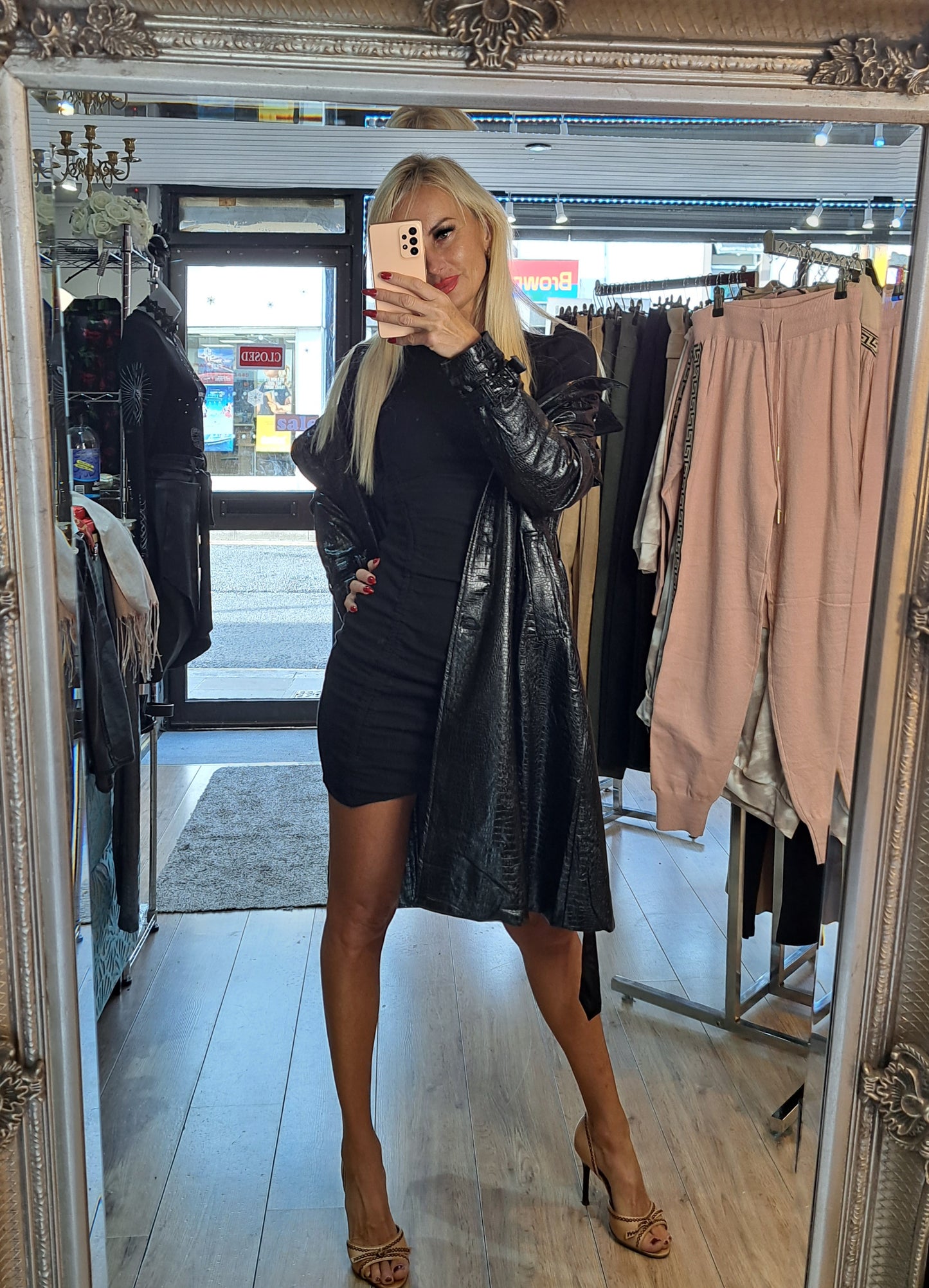 Belted Eco Leather Midi Jacket