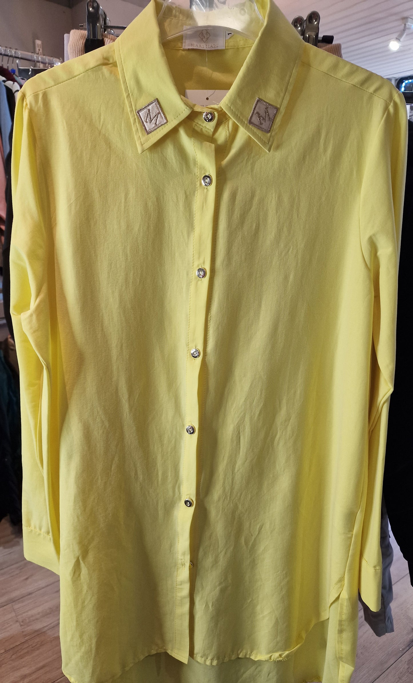 Shirt With M on Collar- Pink and Yellow