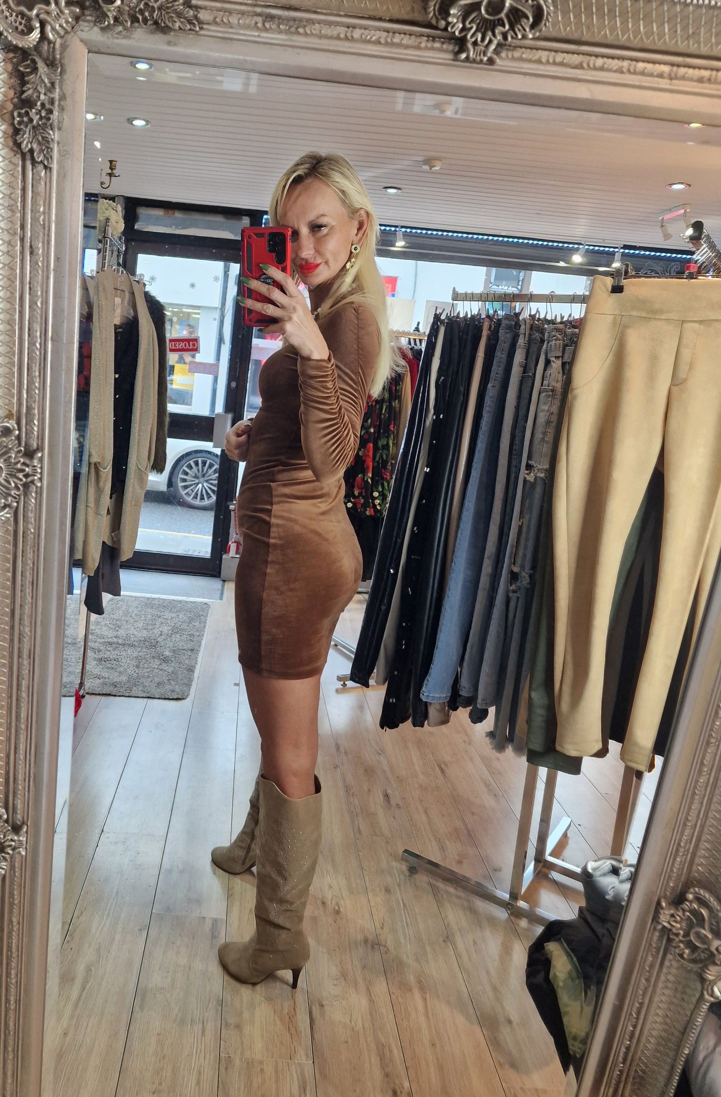 Soft Velvet Mini Dress In 2 Different Colours