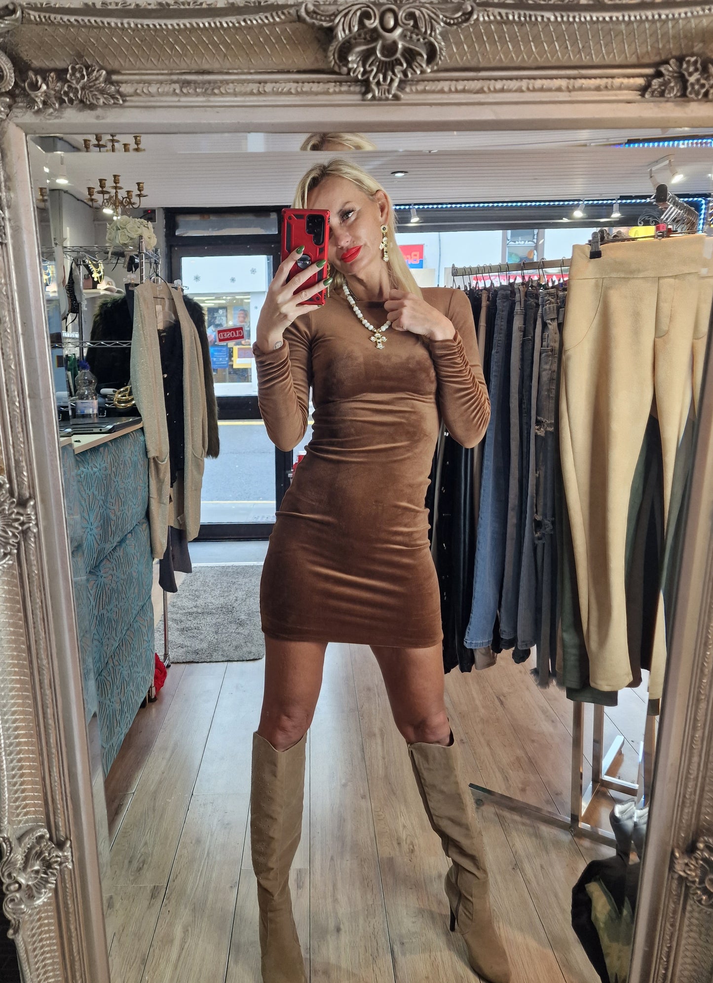 Soft Velvet Mini Dress In 2 Different Colours