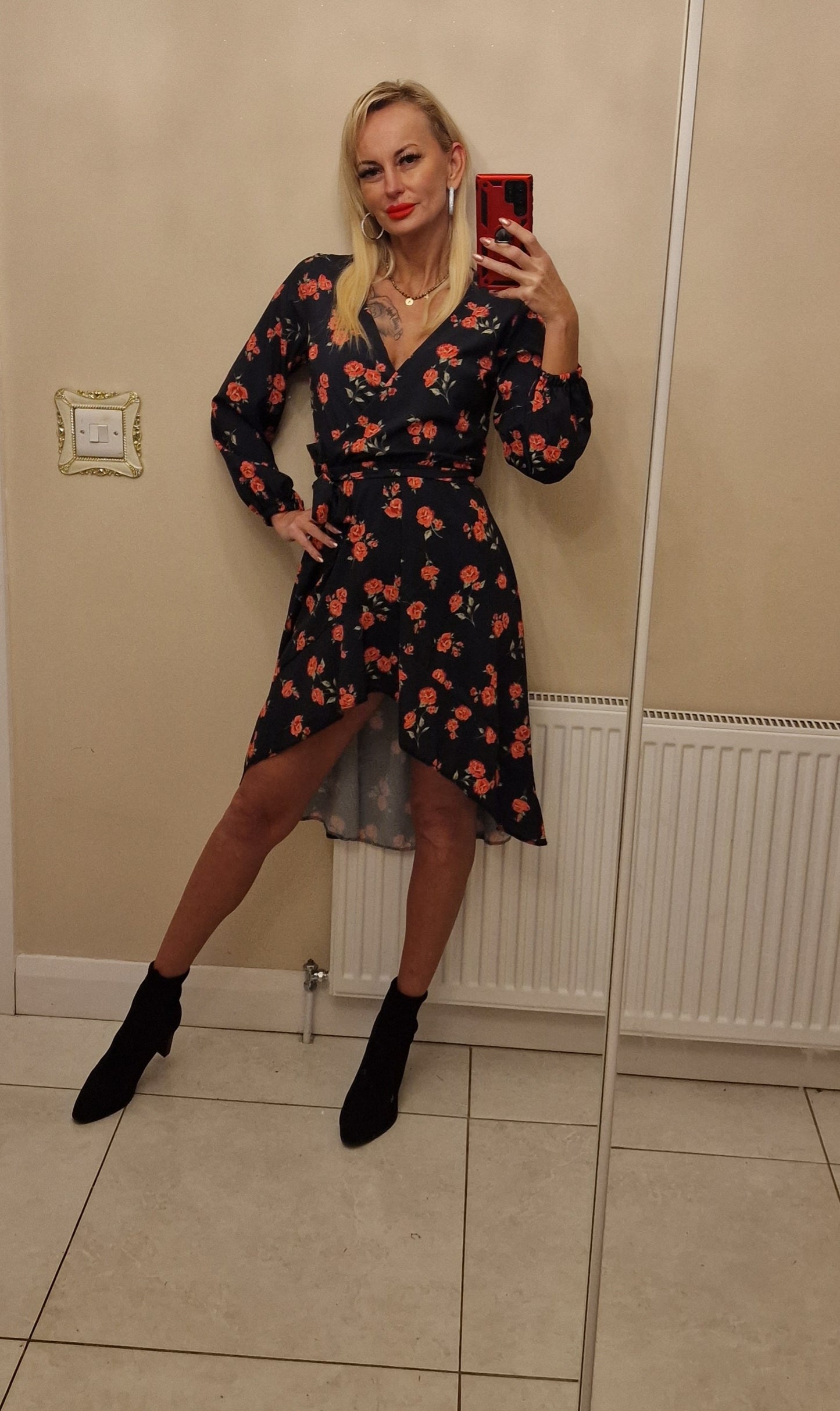 Flower Asymmetric Dress
