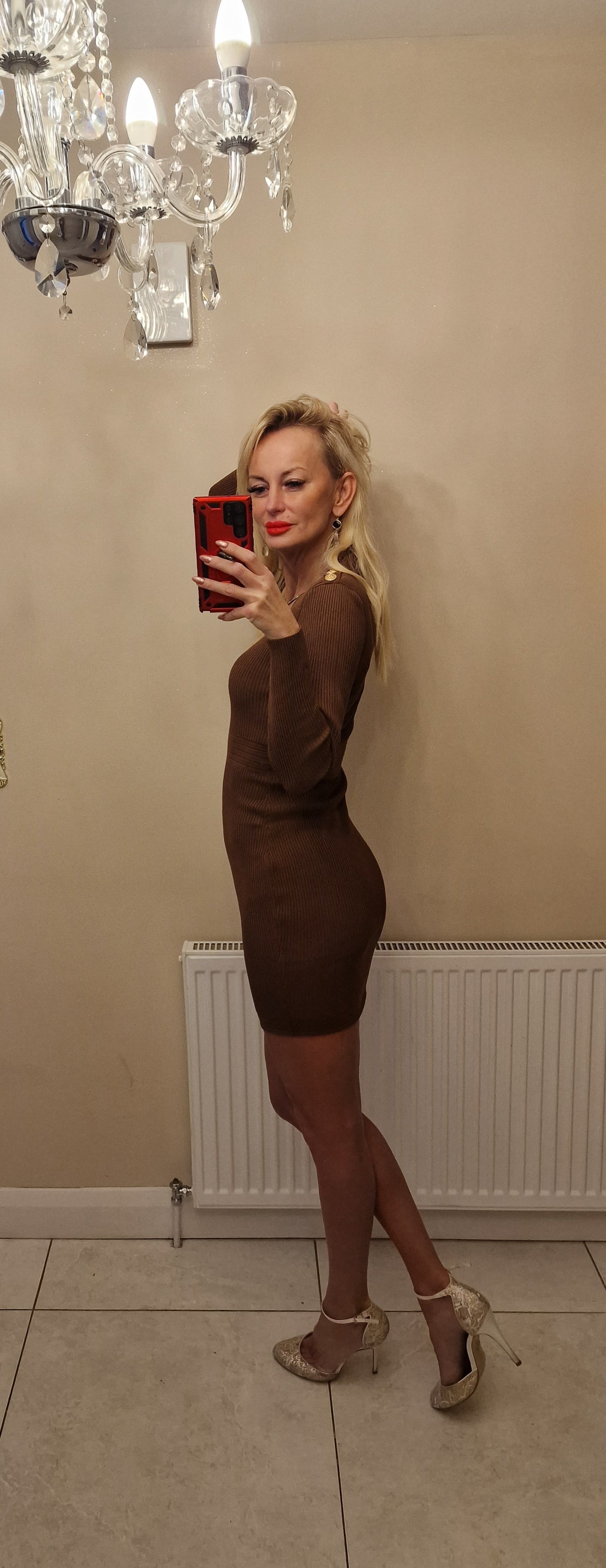 Chocolate Colour Mini Sweater Dress